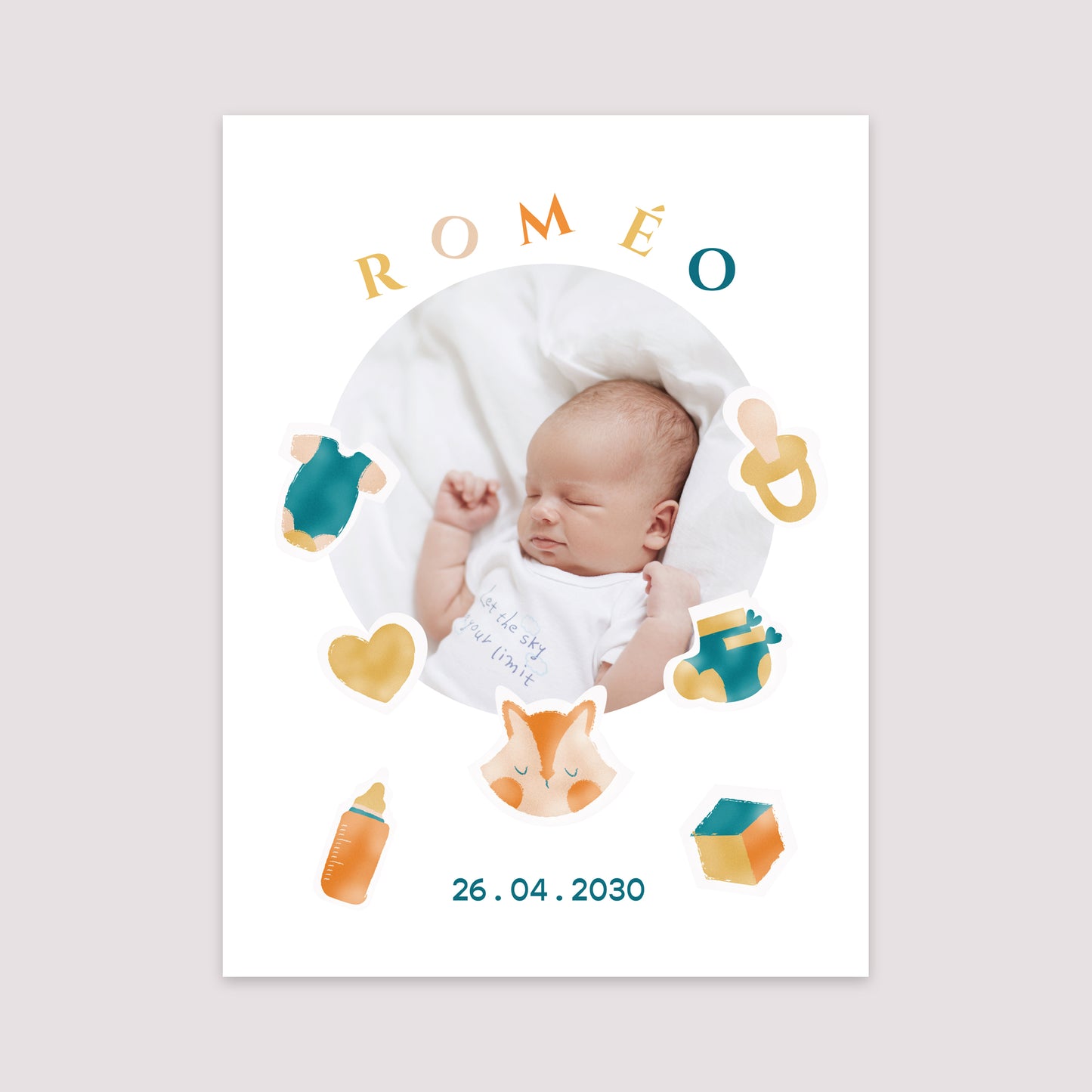 Affiche Naissance Portrait 30 x 40 cm Douceur Pastel II photo N° 2