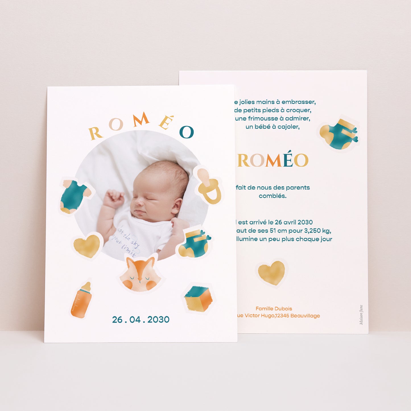 Faire-part Naissance Portrait Douceur Pastel II photo N° 1