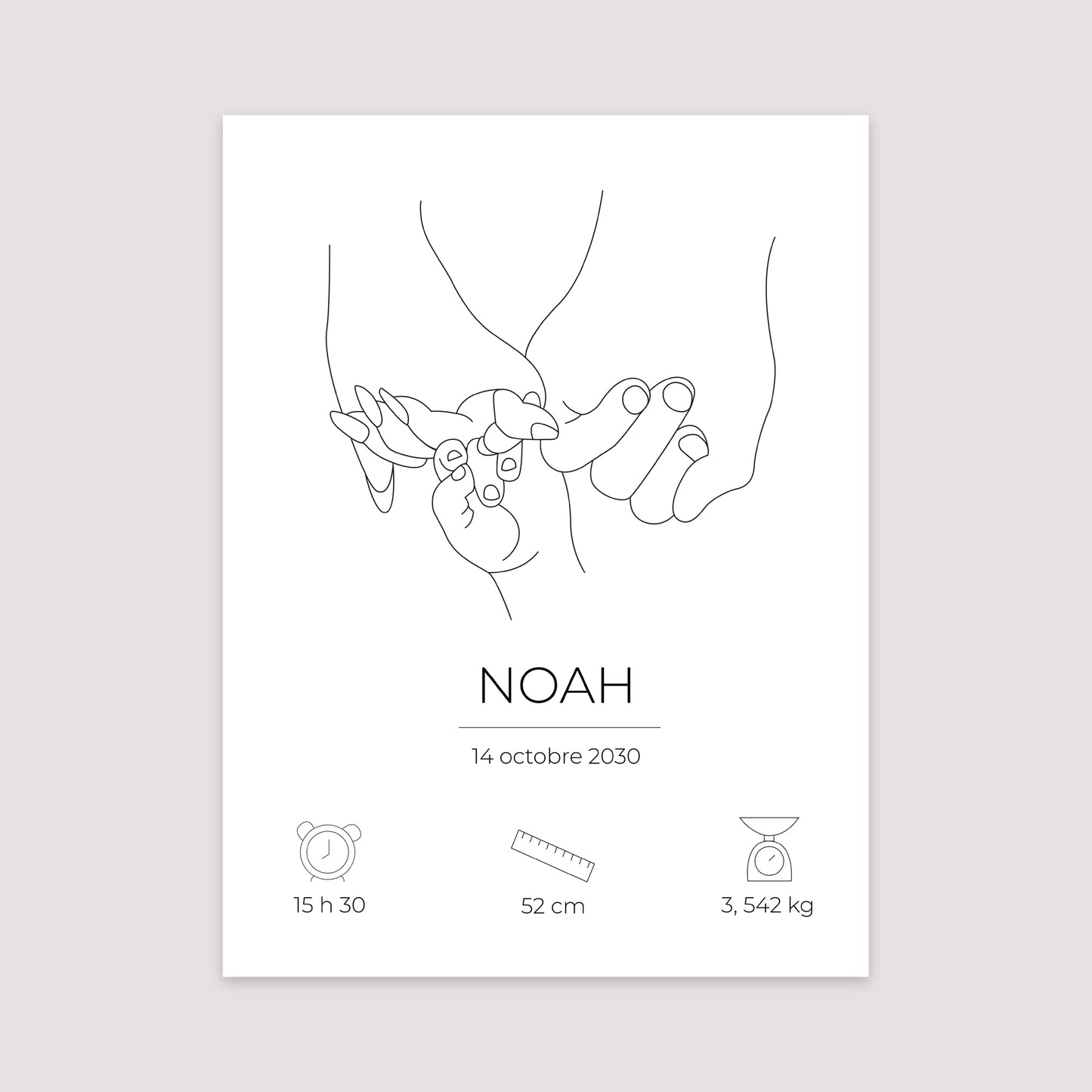 Affiche Naissance Portrait 30 x 40 cm Ensemble pour toujours photo N° 2