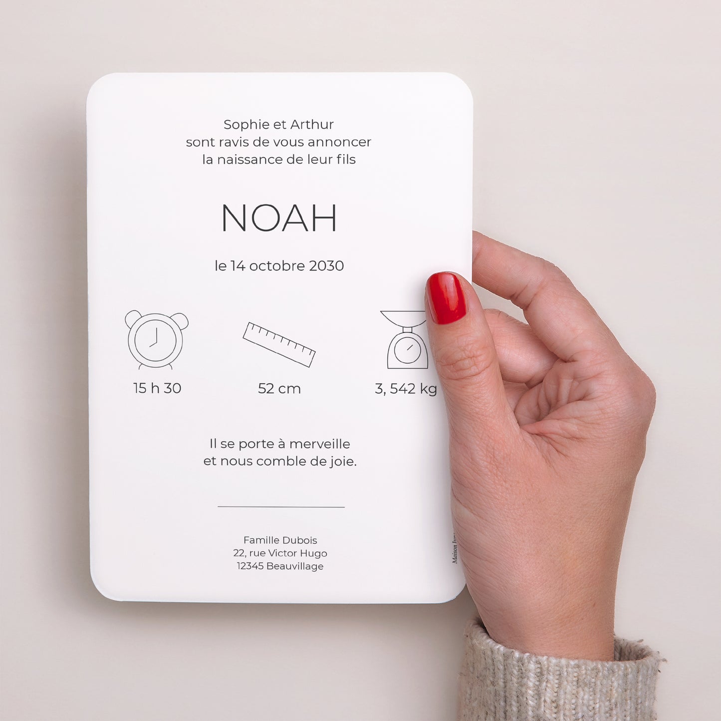 Faire-part Naissance Portrait, bords arrondis Ensemble pour toujours photo N° 3