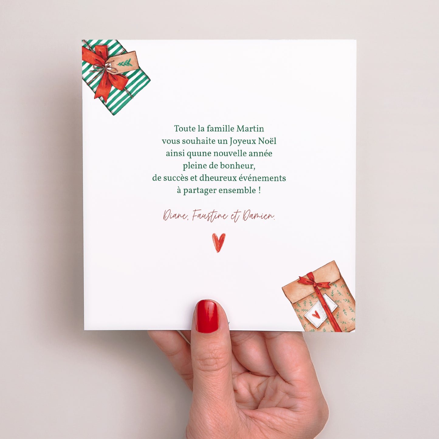 Carte de Noel Fin d'année Carré Paquets de joie photo N° 3