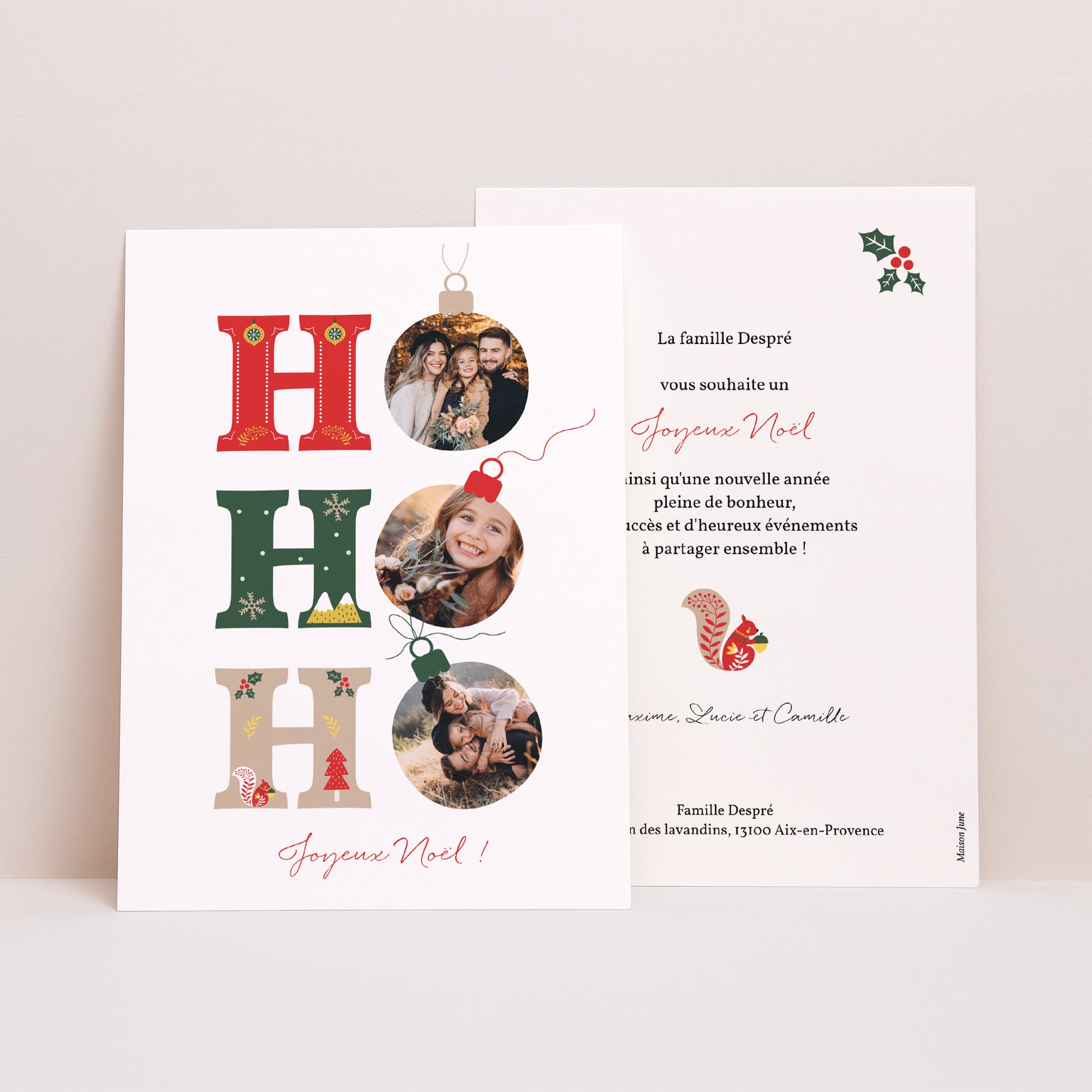 Carte de Noel Fin d'année Portrait Ho ho ho rouge photo N° 1