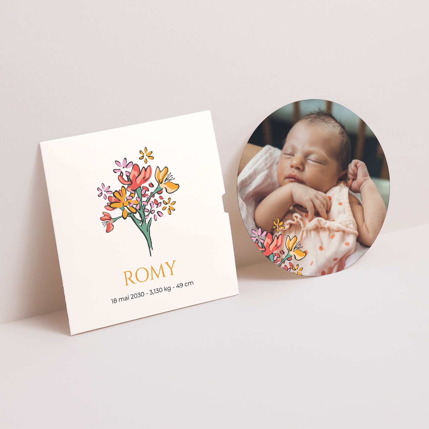 Faire-part Naissance Pochette disque Un bouquet de bonheur photo N° 1