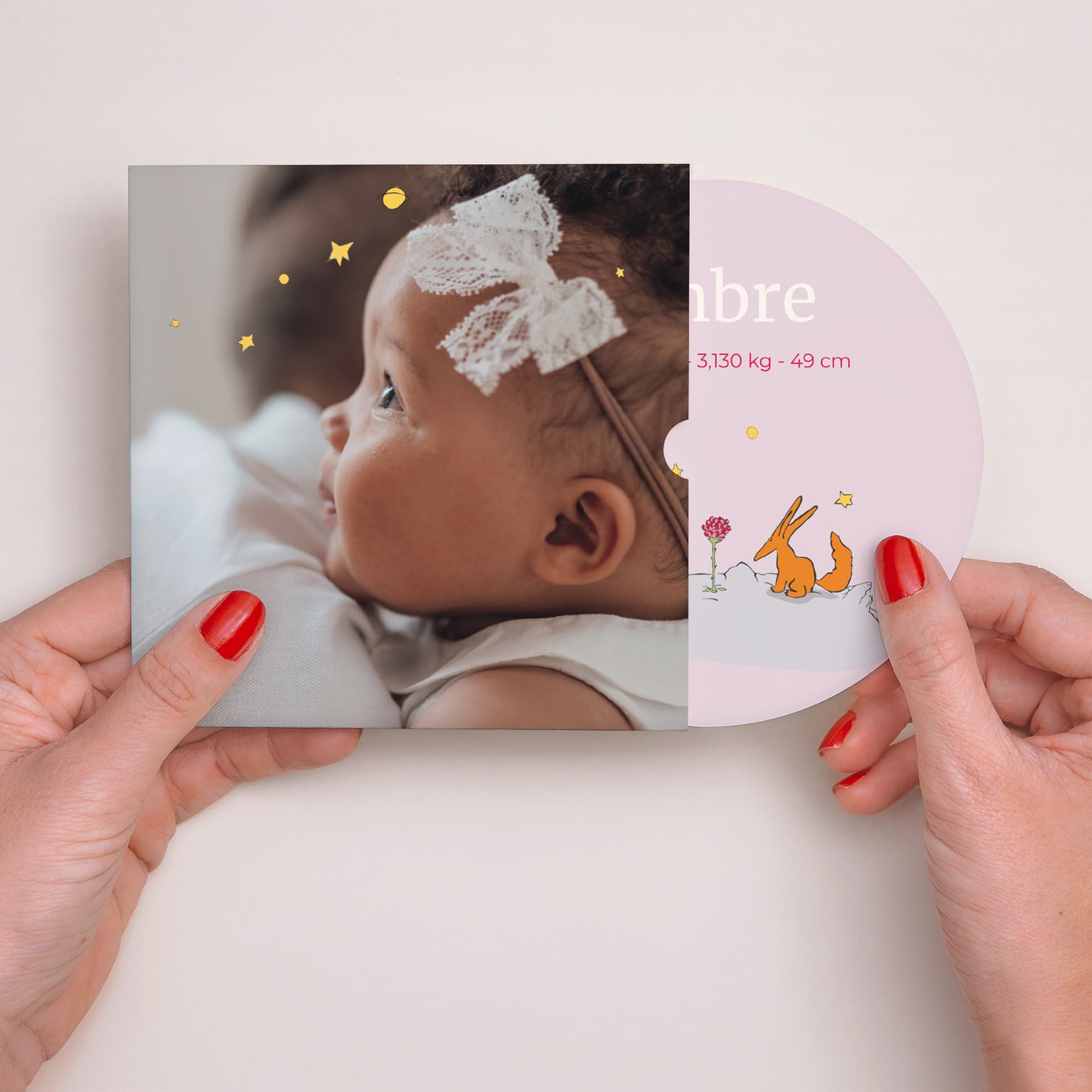 Faire-part Naissance Pochette disque Univers de la rose II photo N° 2