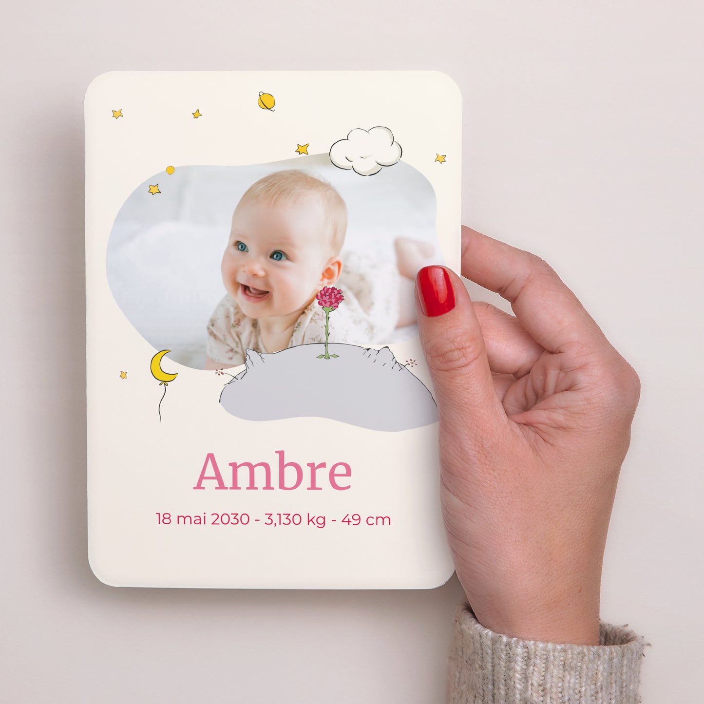 Faire-part Naissance Portrait, bords arrondis Univers de la rose II photo N° 2