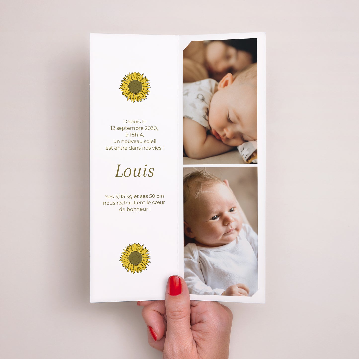 Faire-part Naissance Marque-page photo Tournesol photo N° 2