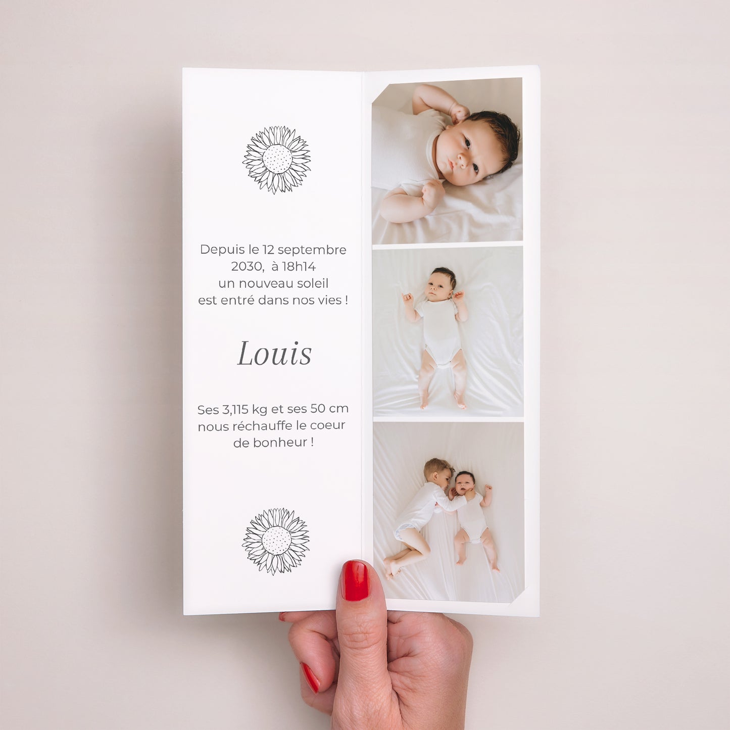 Faire-part Naissance Marque-page photo Tournesol II photo N° 2