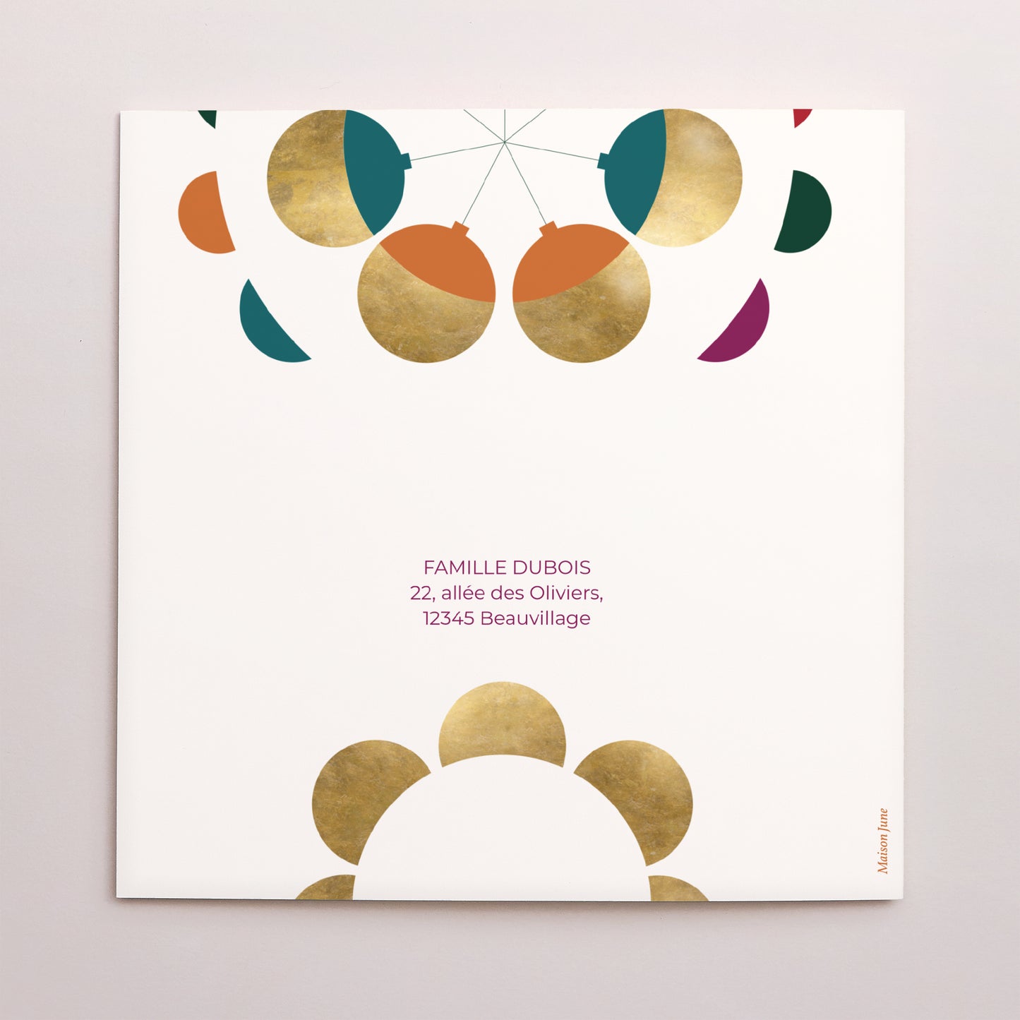 Carte de voeux Fin d'année Carré double volet Les Vœux en Ornement II photo N° 3