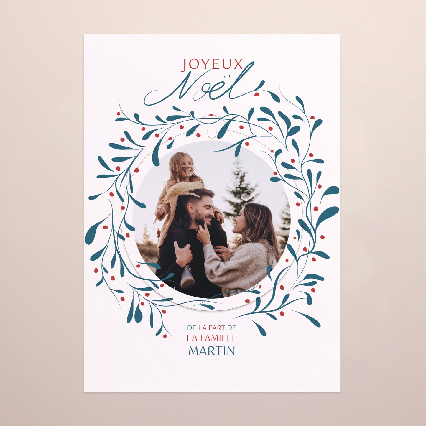 Carte de Noel Fin d'année Détachable Couronne de Houx photo N° 2