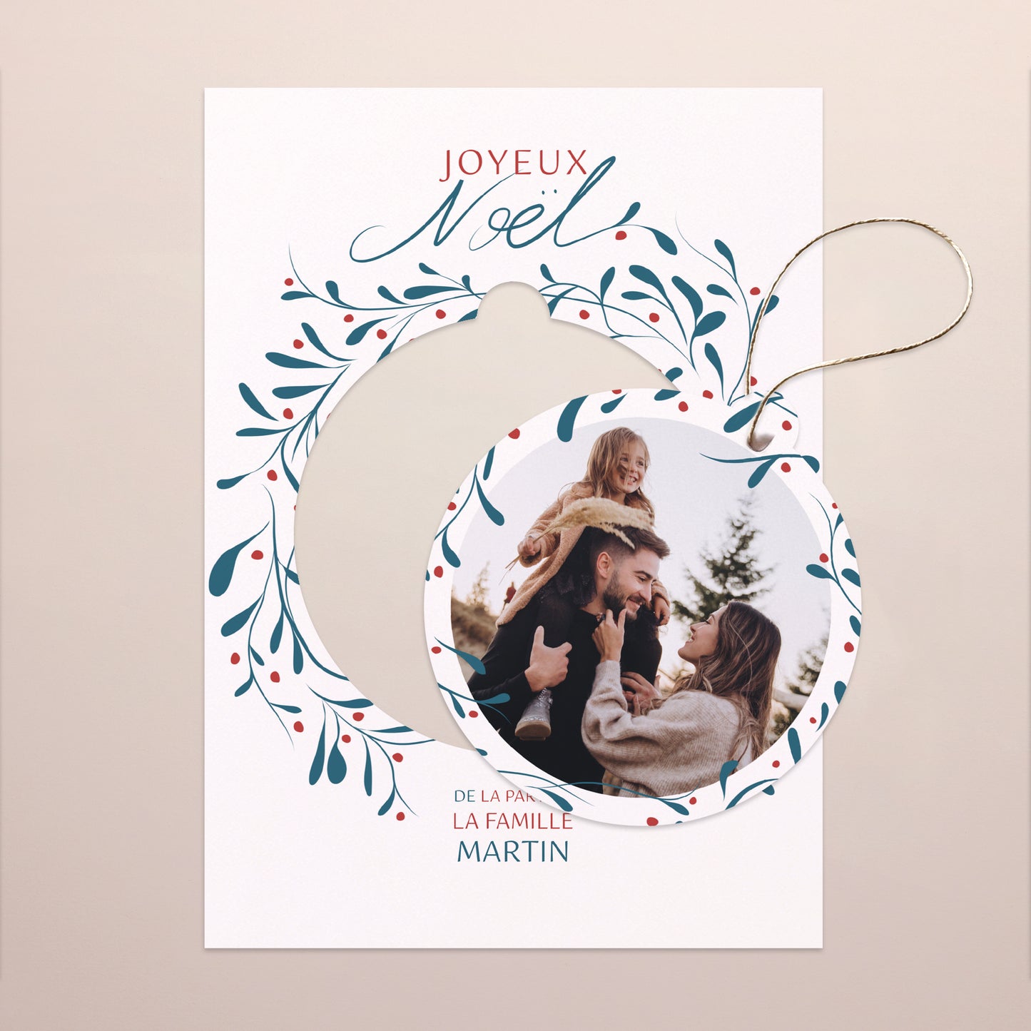 Carte de voeux Fin d'année Détachable Couronne de Houx photo N° 1