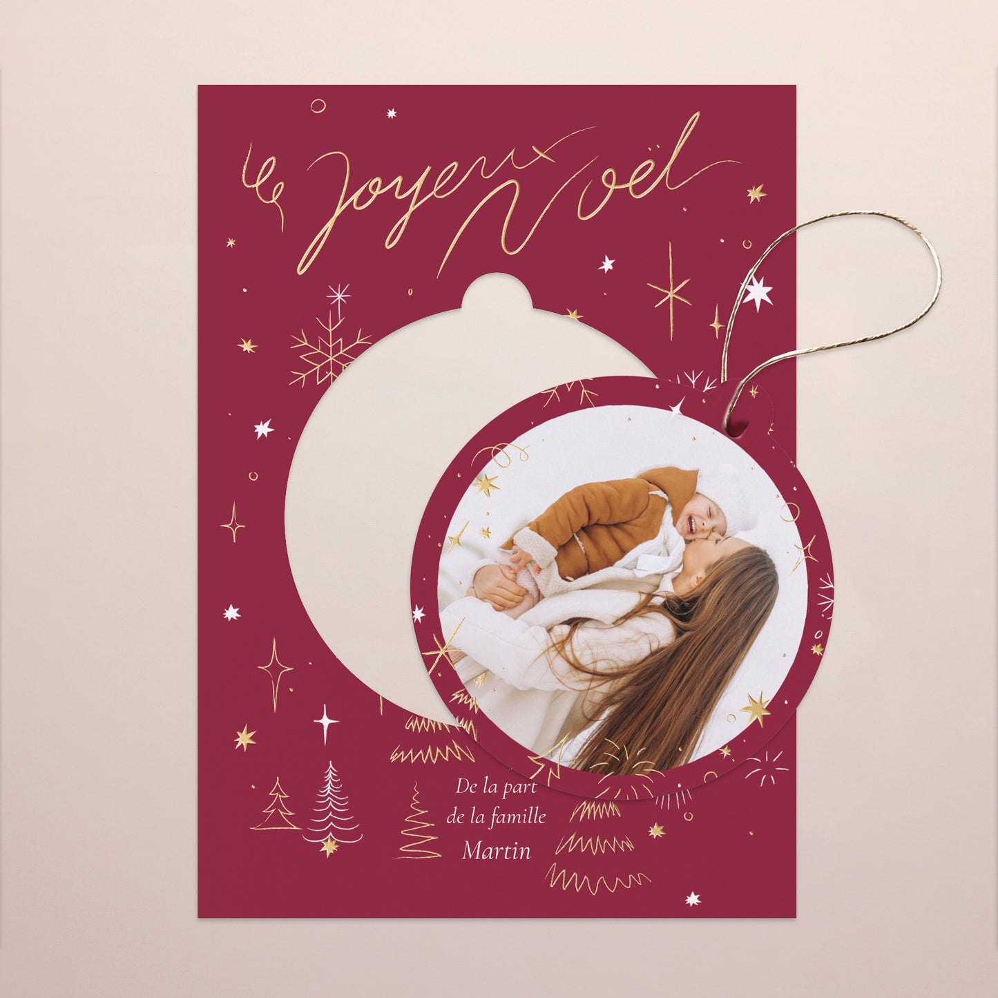 Carte de voeux Fin d'année Détachable Rayonnement de Noël photo N° 1