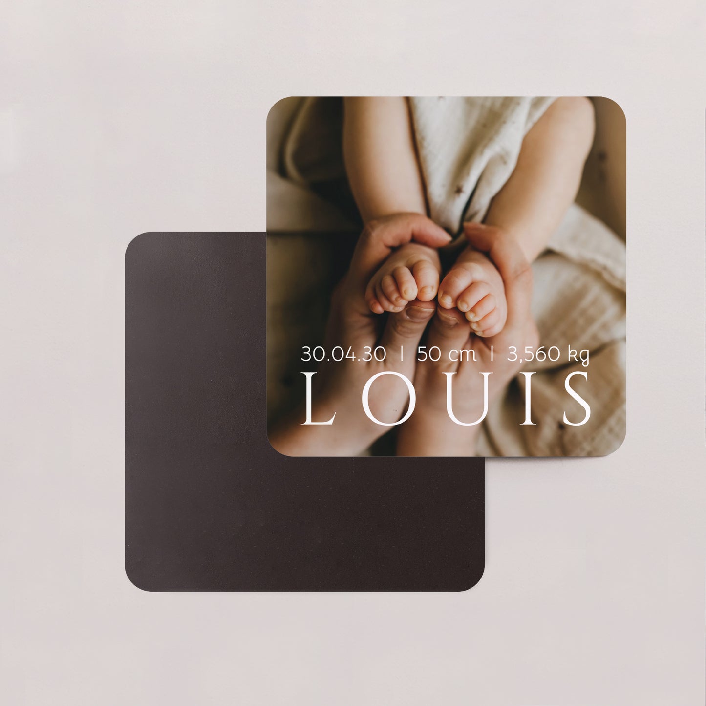 Faire-part Naissance Lot de 8, magnétique, carré coins arrondis Hello baby ! photo N° 2