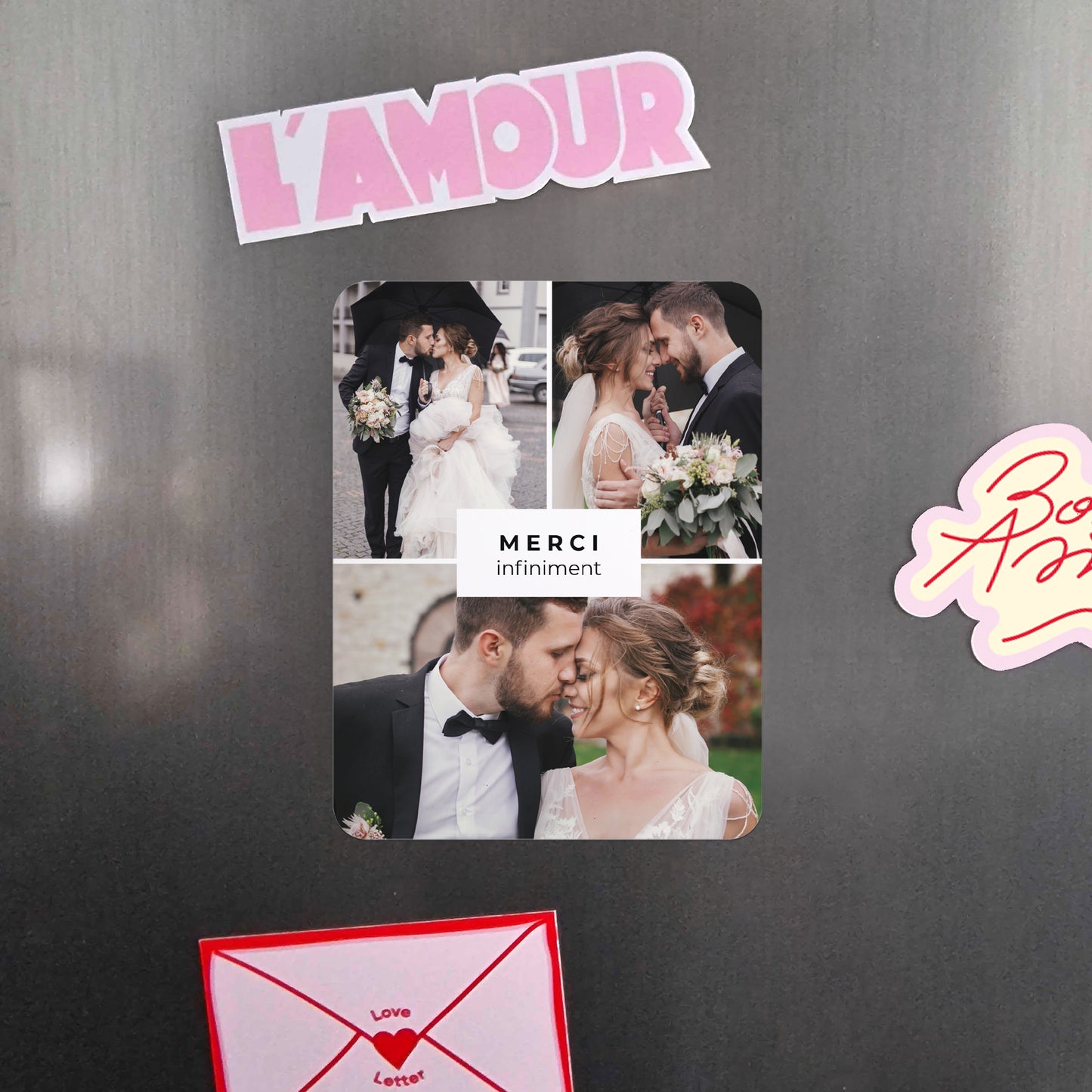 Remerciements Mariage Lot de 8, magnétique, rectangle coins arrondis Merci infiniment photo N° 4