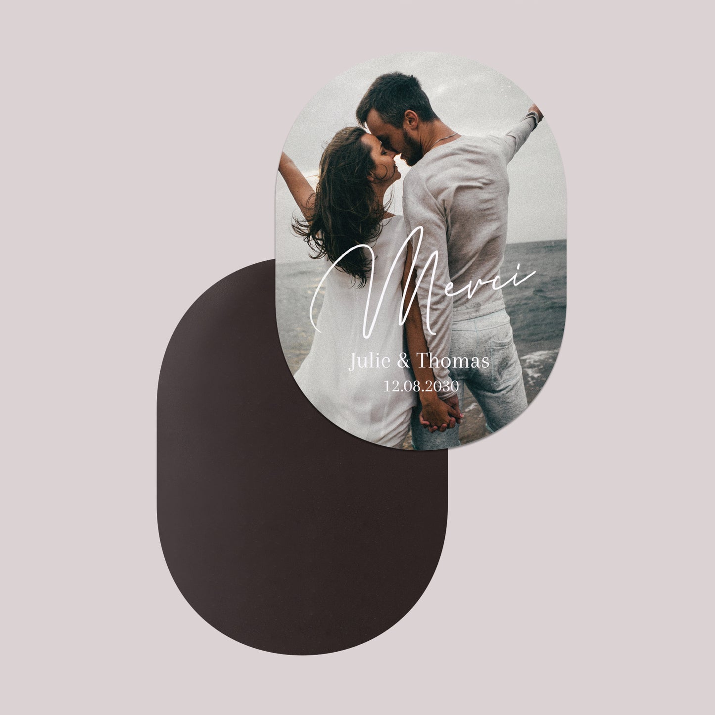 Remerciements Mariage Lot de 8, magnétique, ovale Love you III photo N° 2
