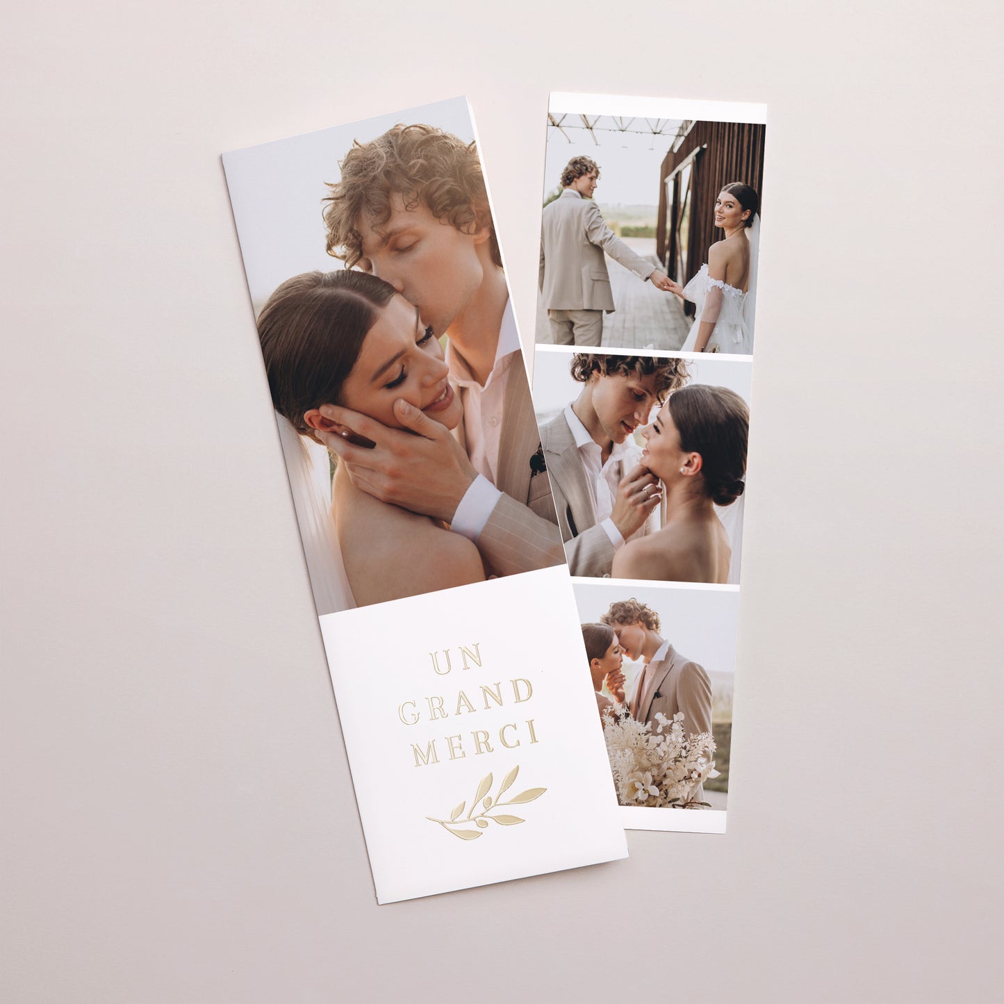 Remerciements Mariage Marque-page photo remerciement en or photo N° 1
