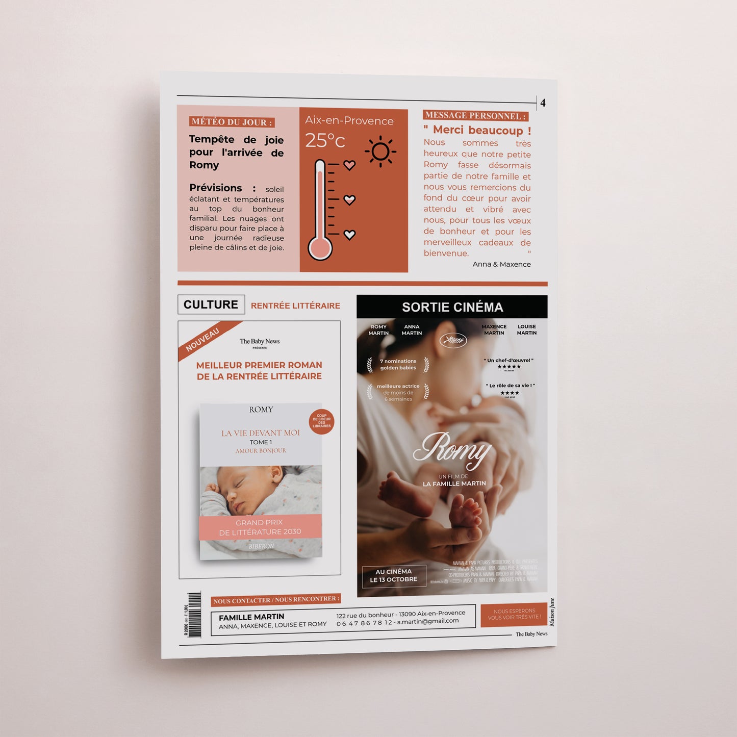 Faire-part Naissance Journal The baby news photo N° 3