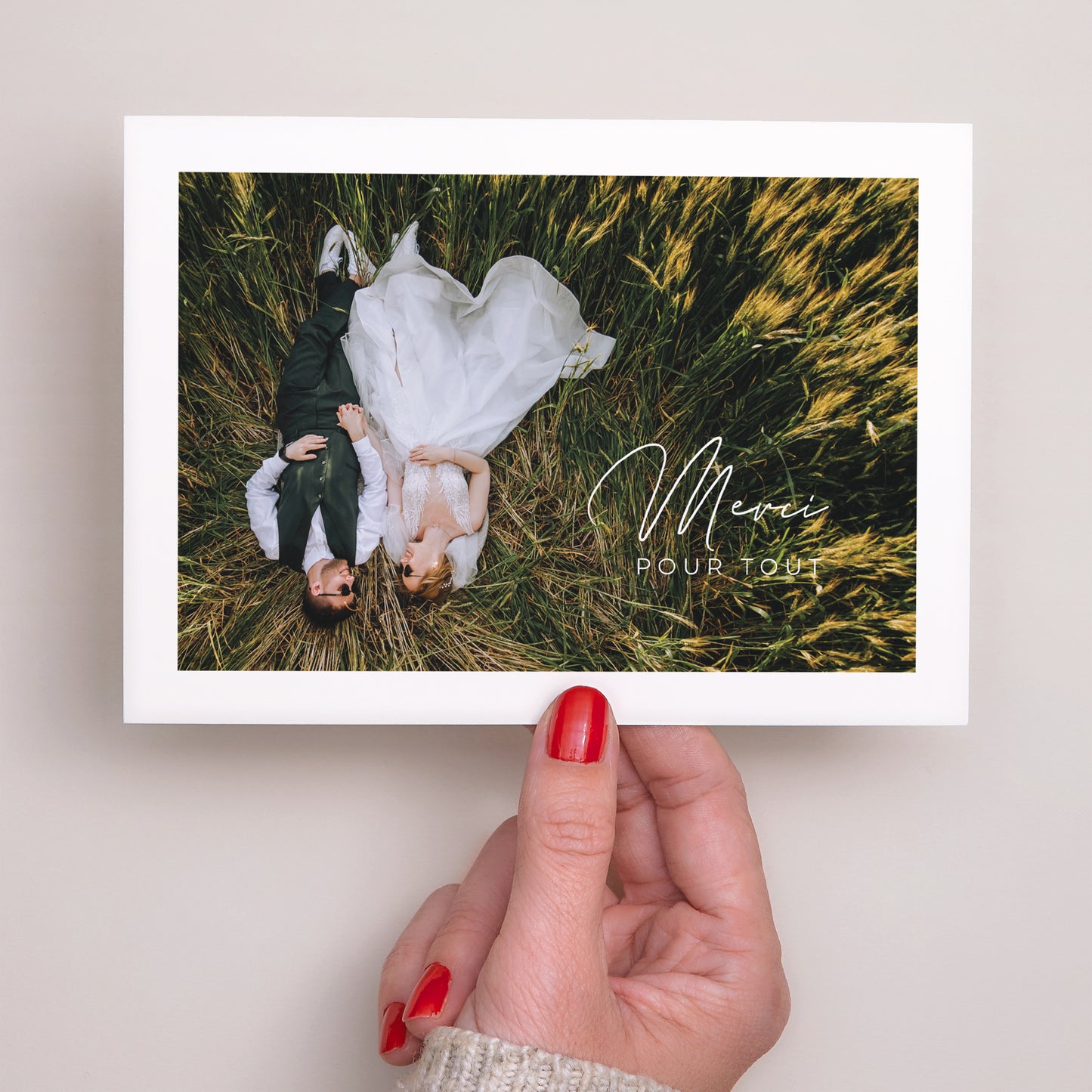Remerciements Mariage Paysage Merci en timbre photo N° 3
