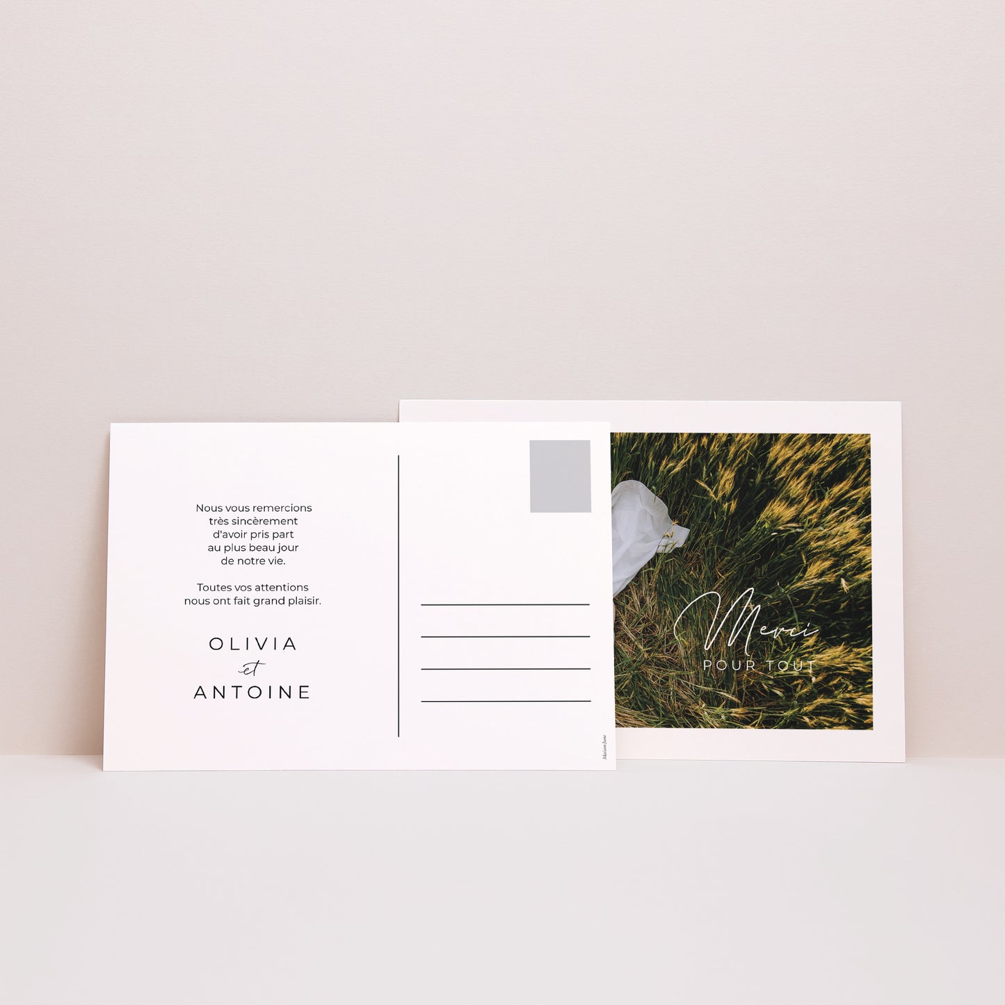 Remerciements Mariage Paysage Merci en timbre photo N° 3