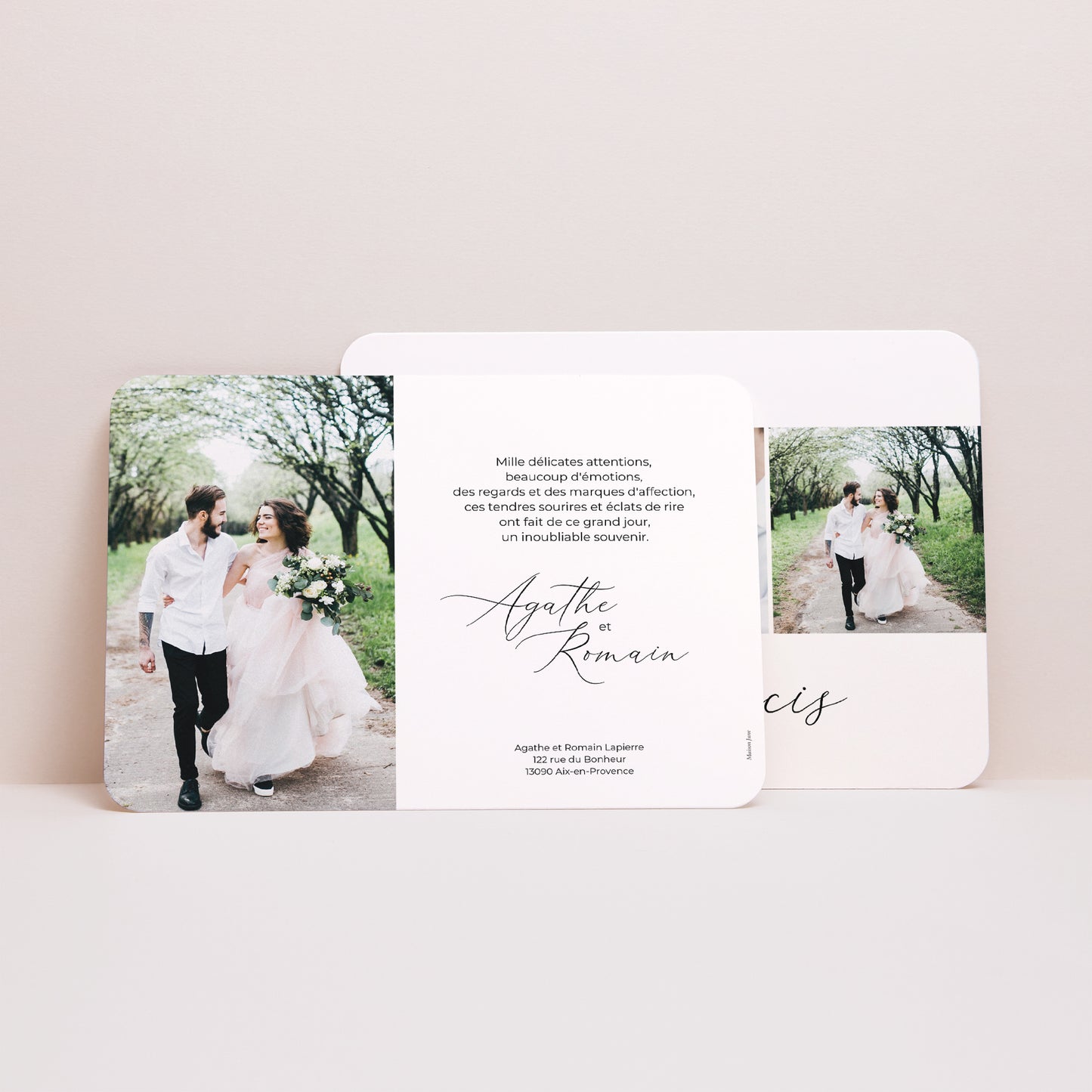 Remerciements Mariage Paysage, bords arrondis millier de mercis photo N° 2