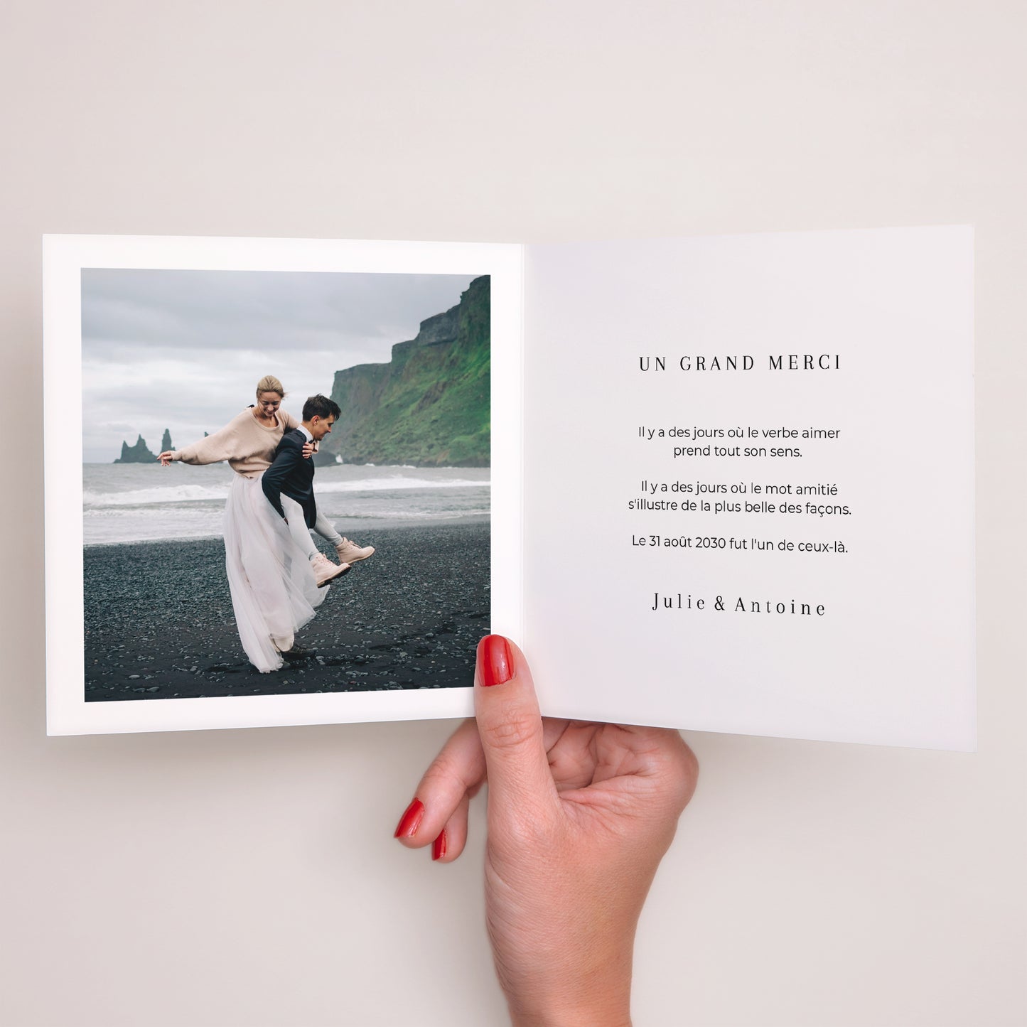 Remerciements Mariage Carré double volet un grand merci photo N° 2