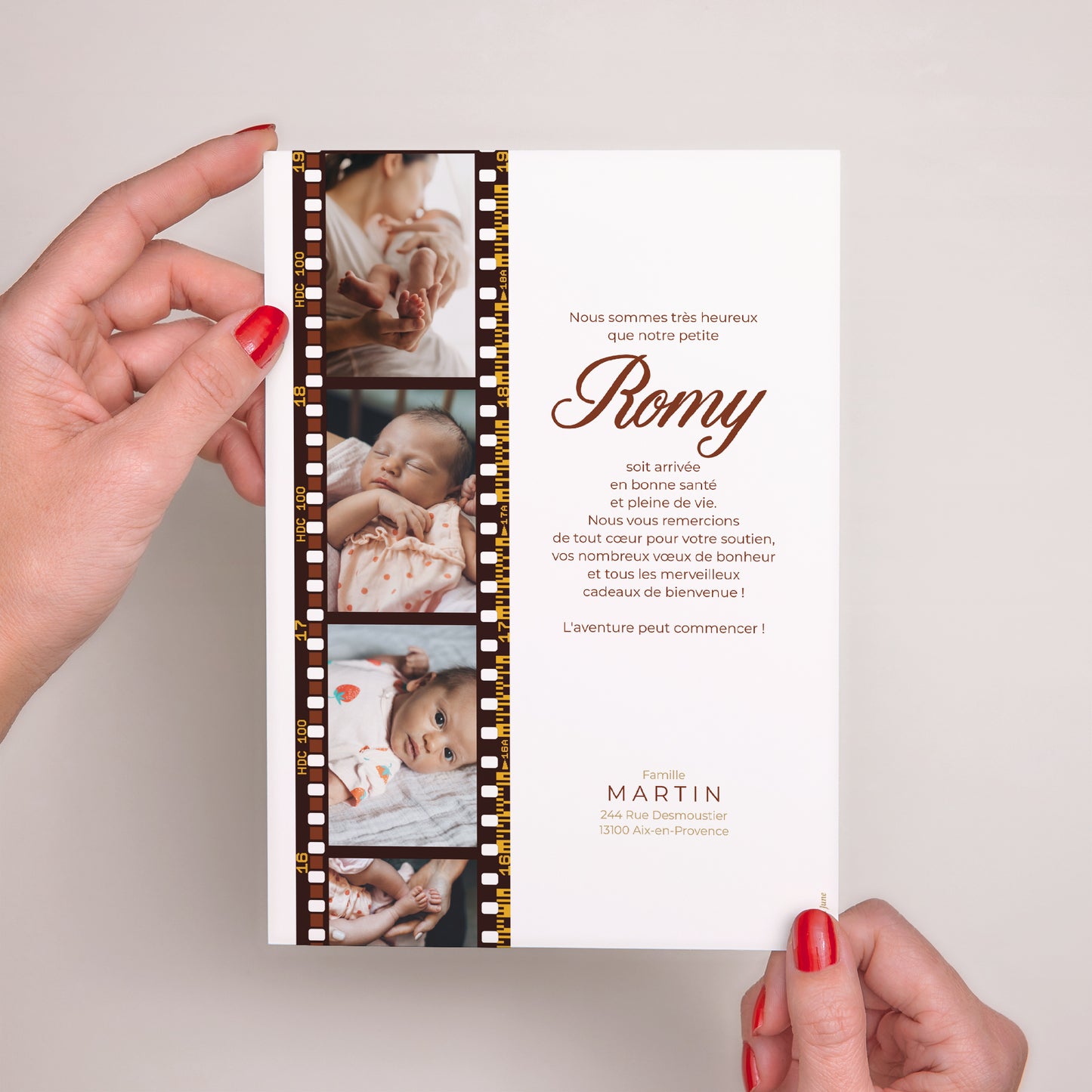 Faire-part Naissance Grand format rectangle Mon premier film photo N° 3