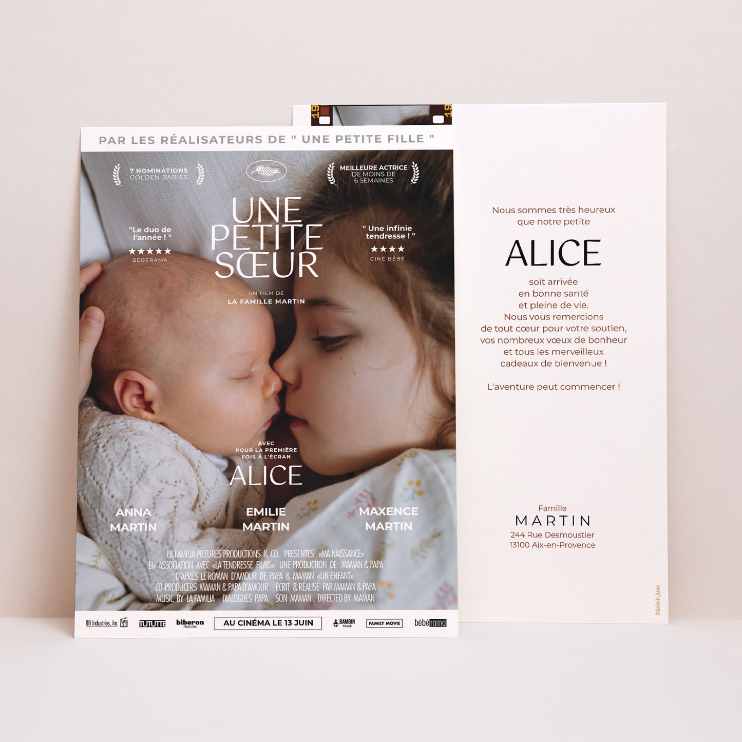 Faire-part Naissance Grand format rectangle Long-métrage photo N° 1
