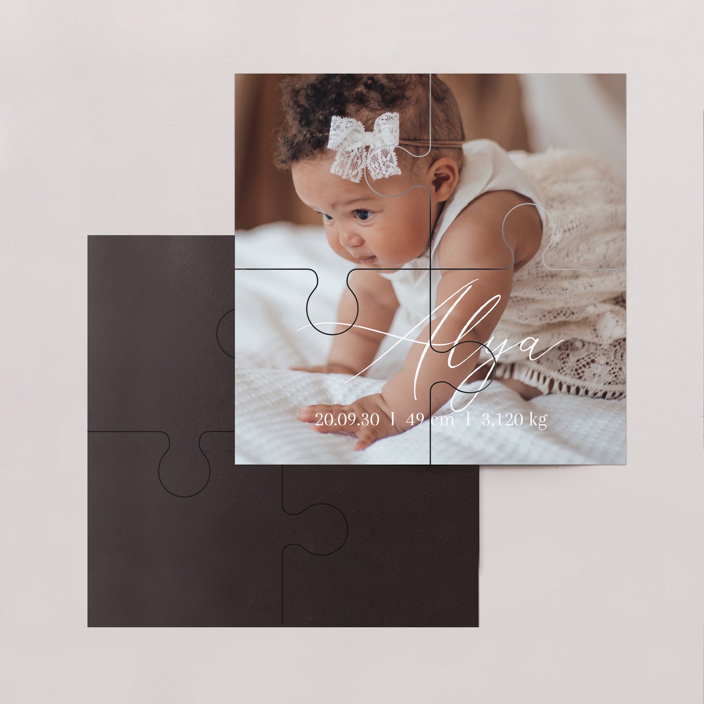 Faire-part Naissance Puzzle magnétique 4 pièces So cute photo N° 2