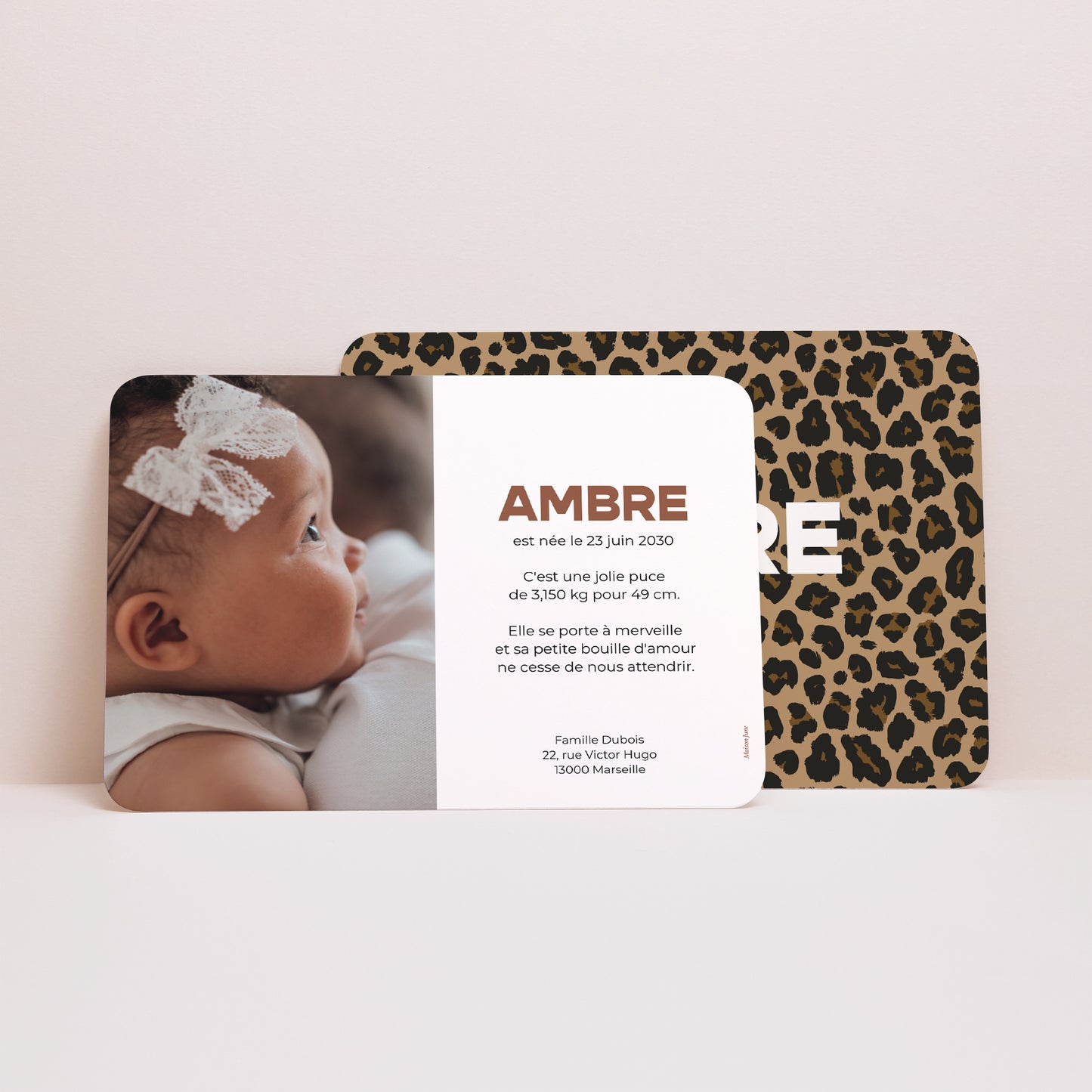 Faire-part Naissance Paysage, bords arrondis Full Léopard photo N° 3