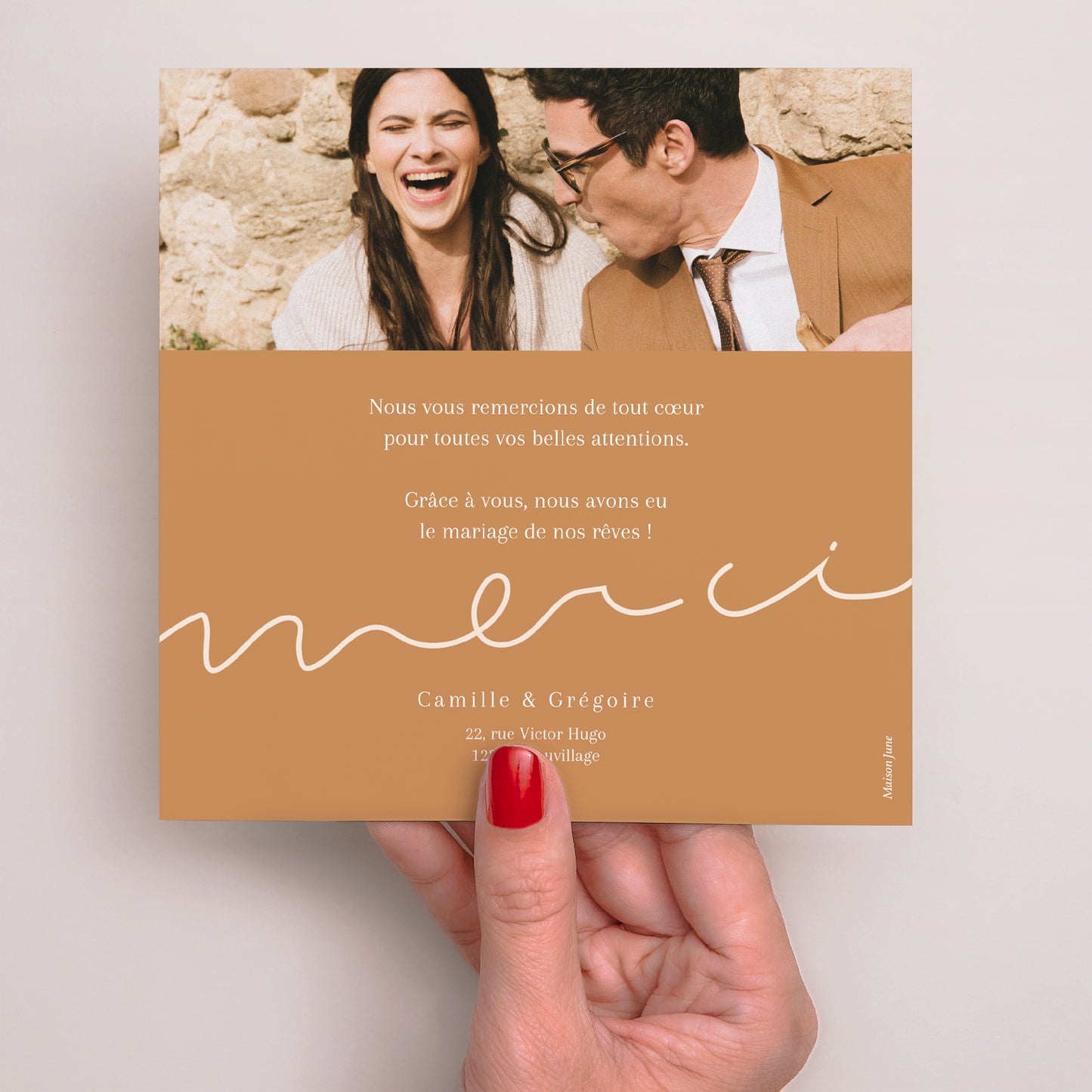Remerciements Mariage Simple carré Lincoln photo N° 3