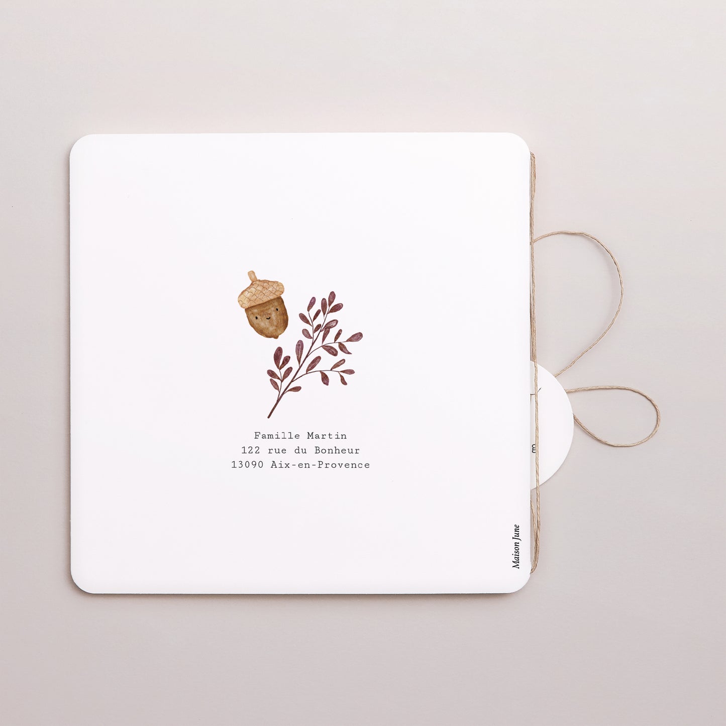 Faire-part Naissance Carré double volet, coins arrondis, étiquette ronde Red Fox photo N° 3