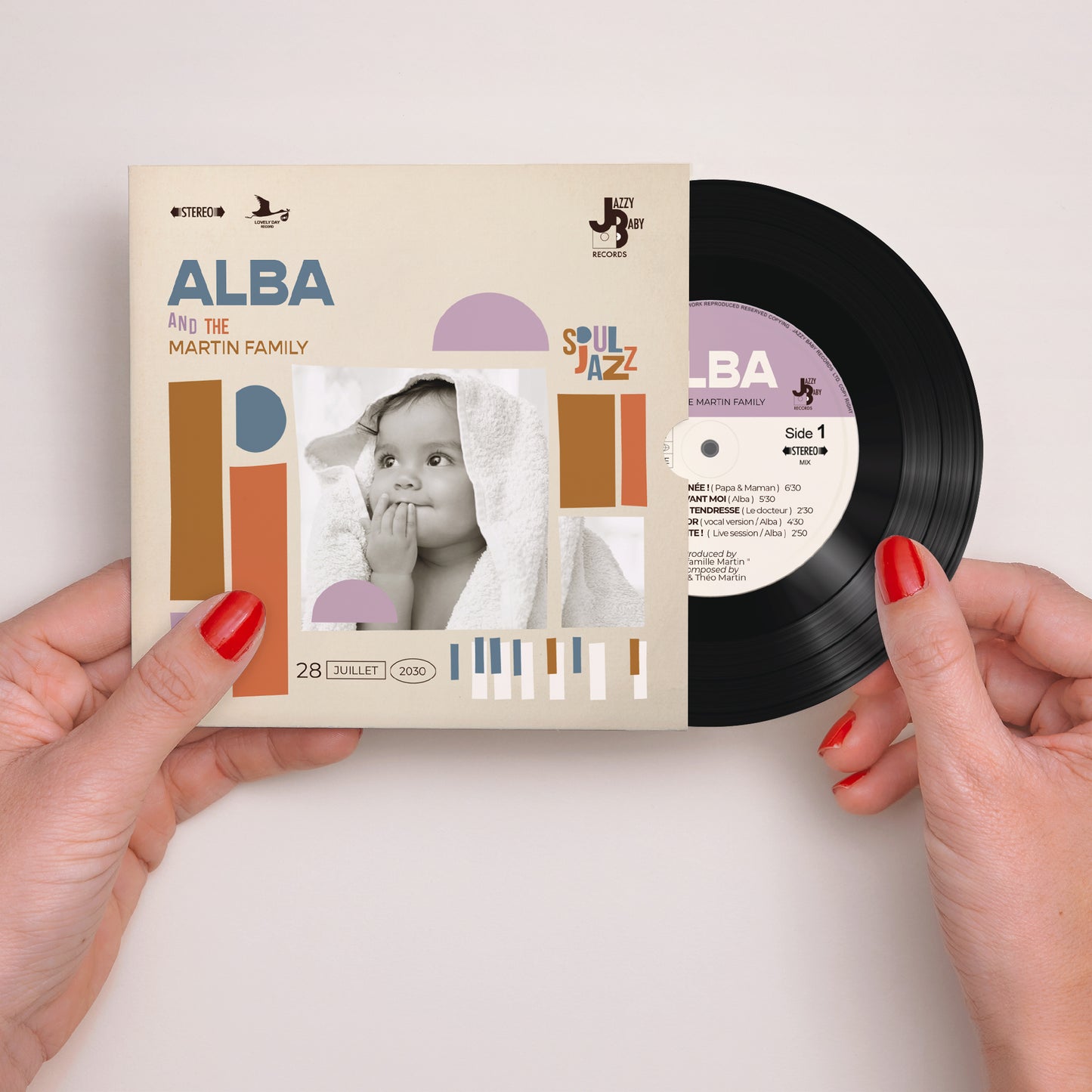 Faire-part Naissance Pochette disque Jazzy vinyle photo N° 2