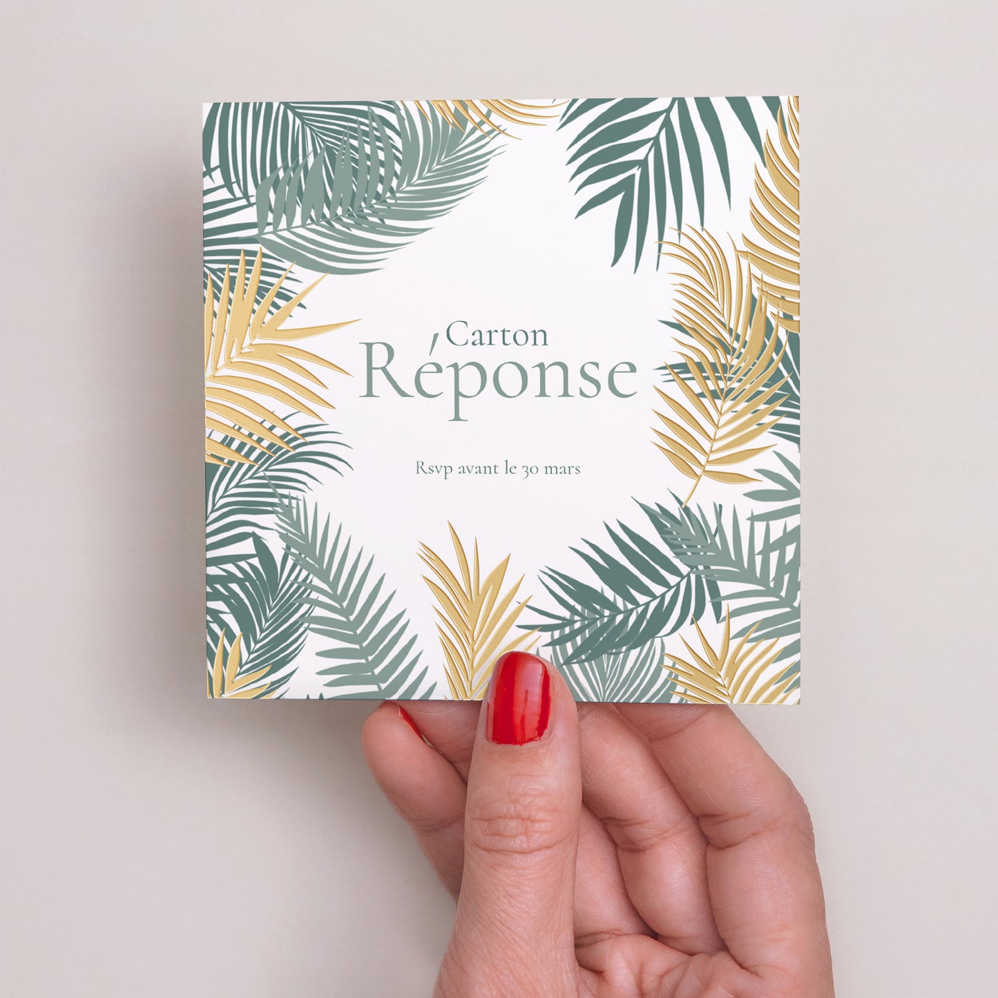 Carton réponse Mariage Carré Tropical palm tree photo N° 2