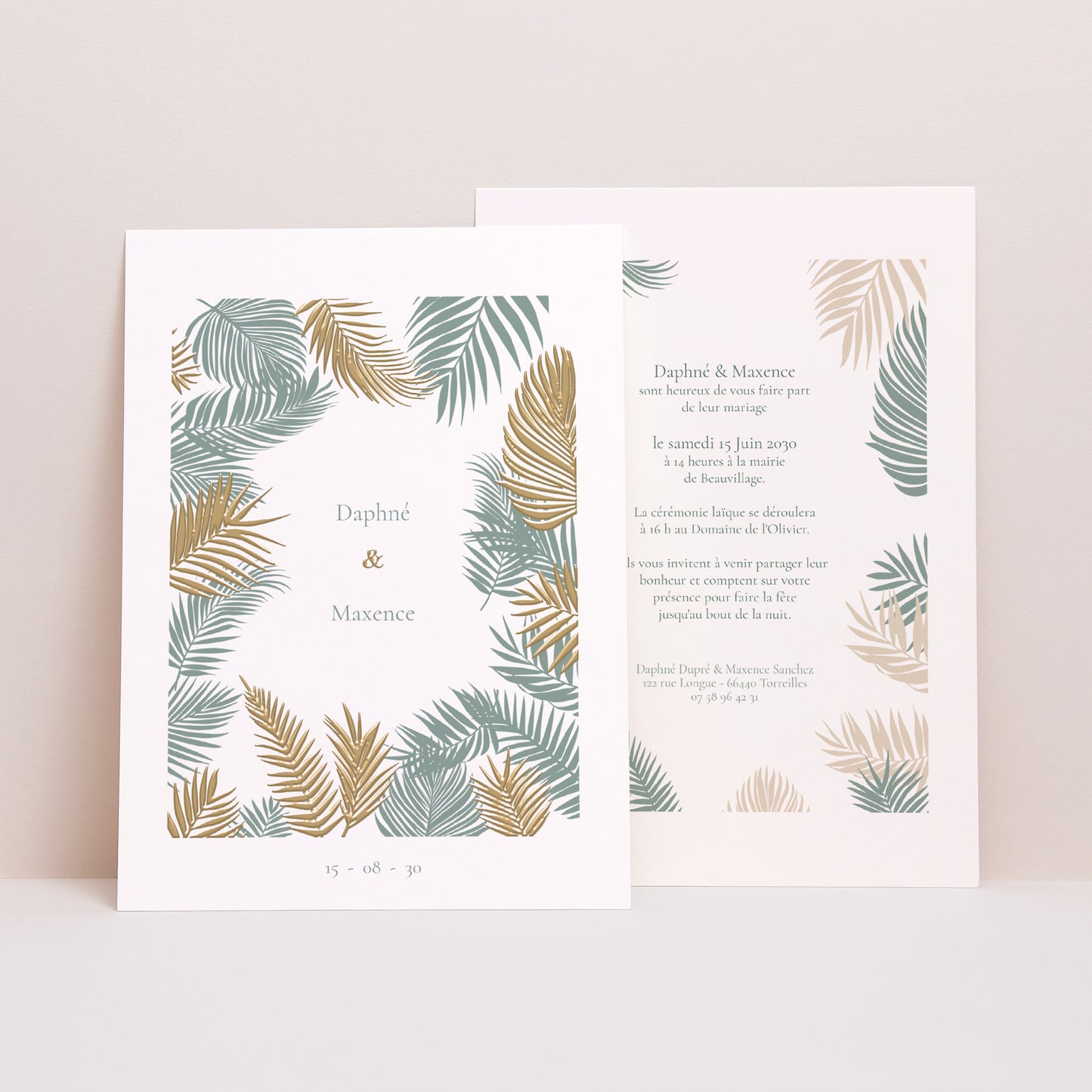 Faire-part Mariage Portrait Tropical palm tree photo N° 1