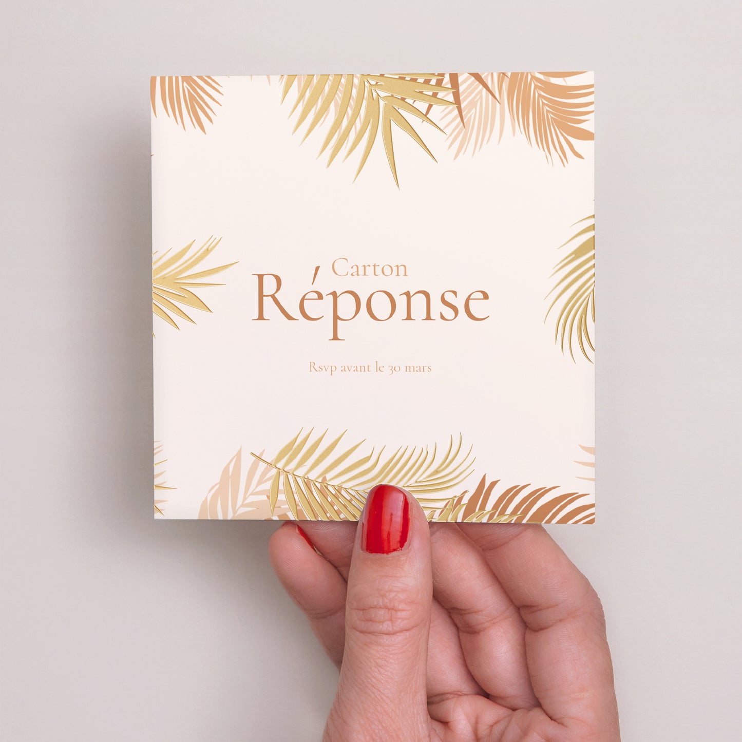 Carton réponse Mariage Carré gold palm tree photo N° 2