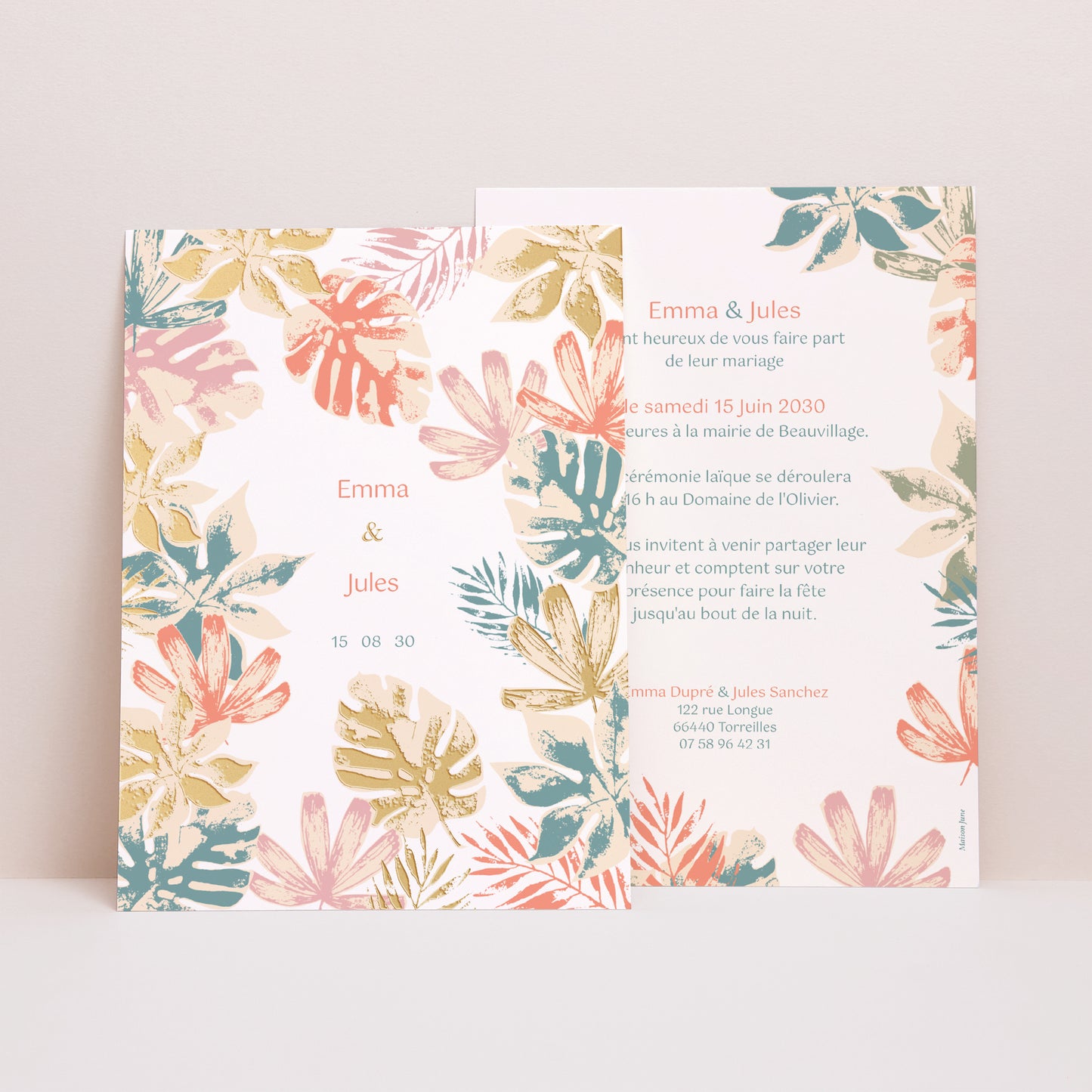 Faire-part Mariage Portrait Tropical stencil photo N° 1