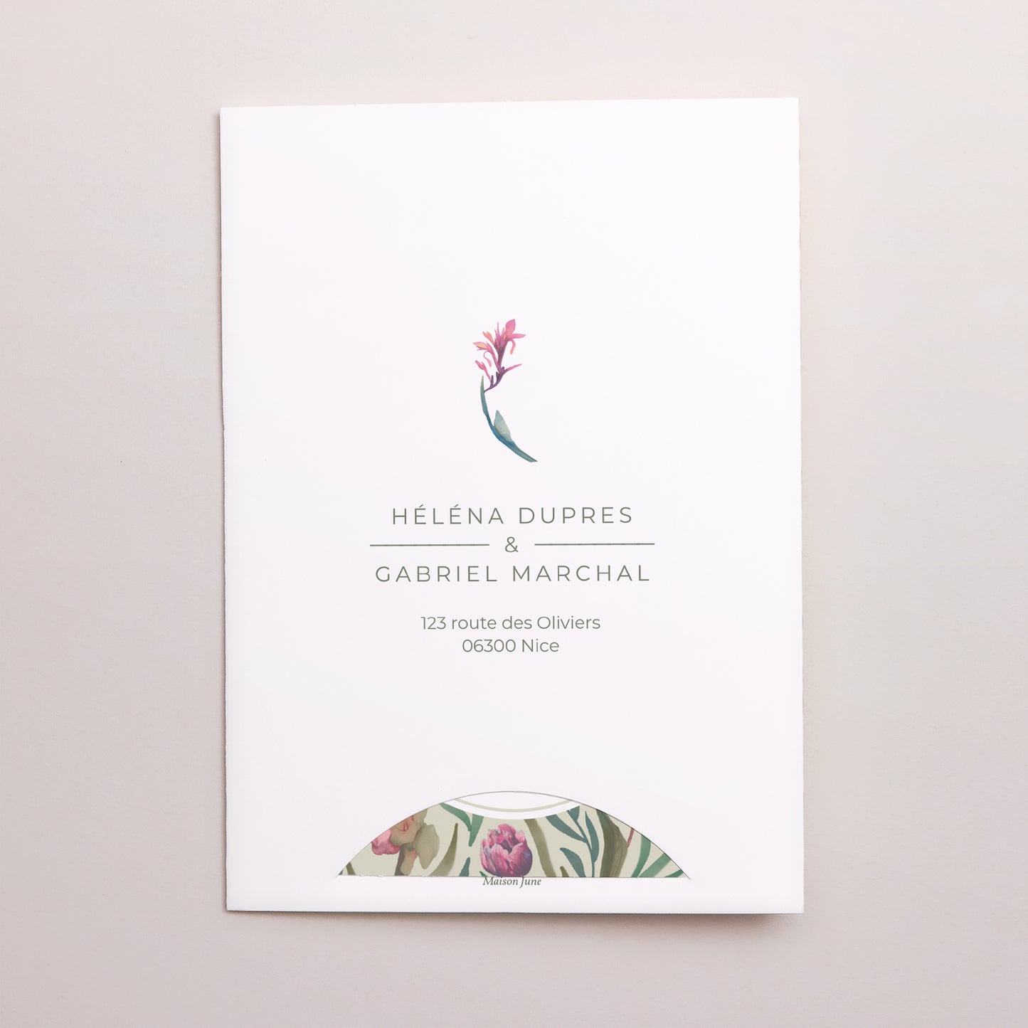 Faire-part Mariage Pochette 2 cartes Floral romantique photo N° 4