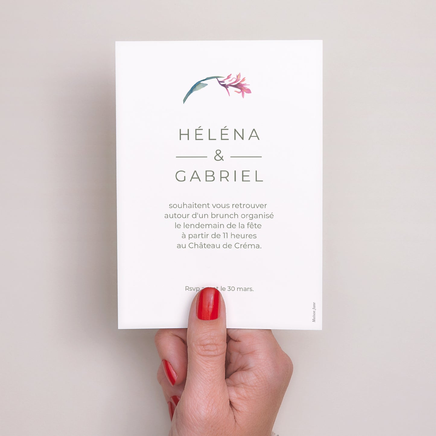 Invitations Mariage Portrait Floral romantique photo N° 3