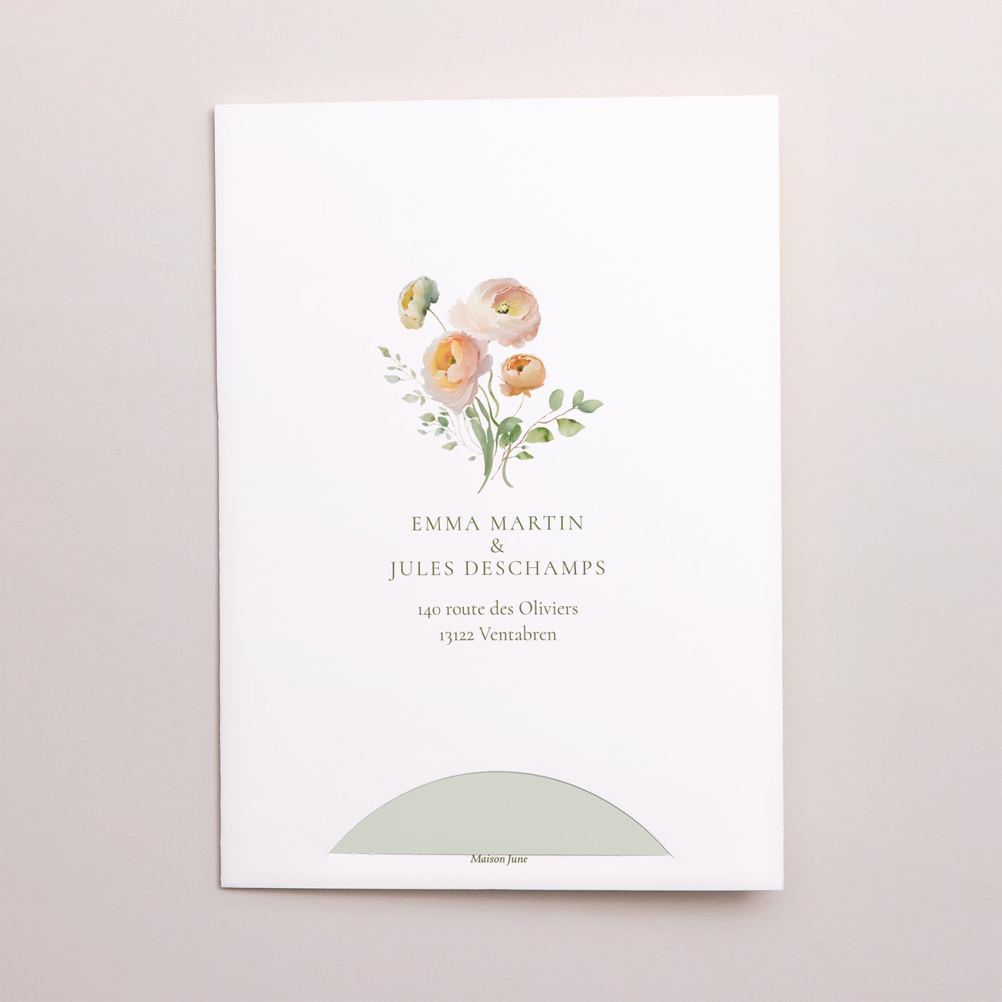 Faire-part Mariage Pochette 2 cartes Romantic flowers photo N° 4