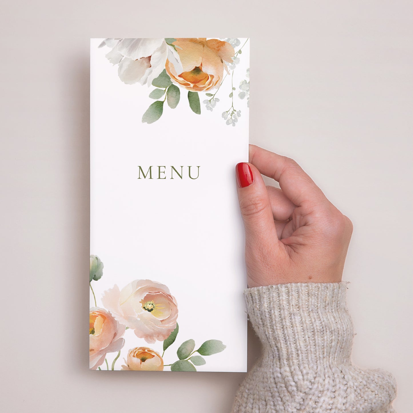 Menu Mariage Panoramique portrait Romantic flowers photo N° 2