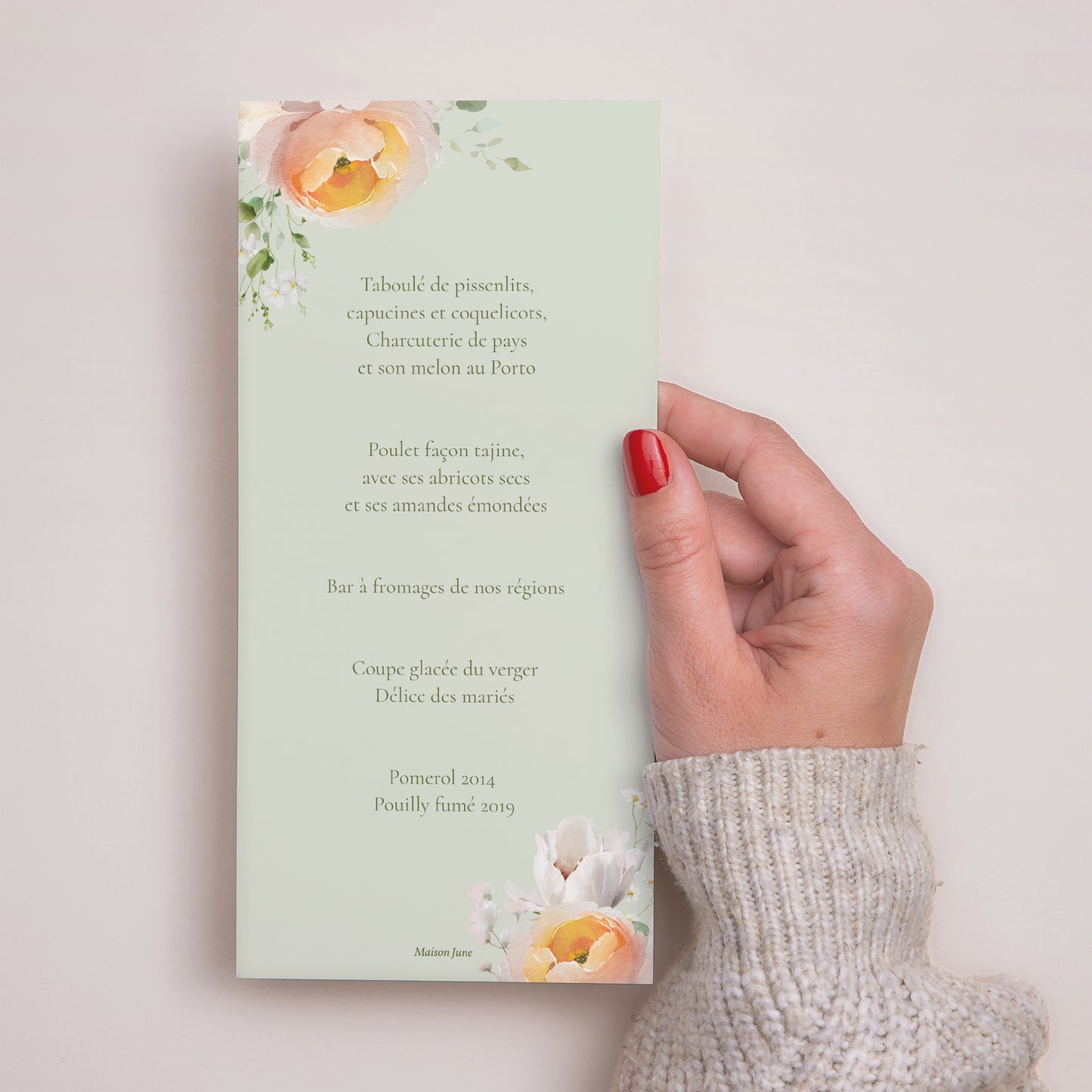 Menu Mariage Panoramique portrait Romantic flowers photo N° 3