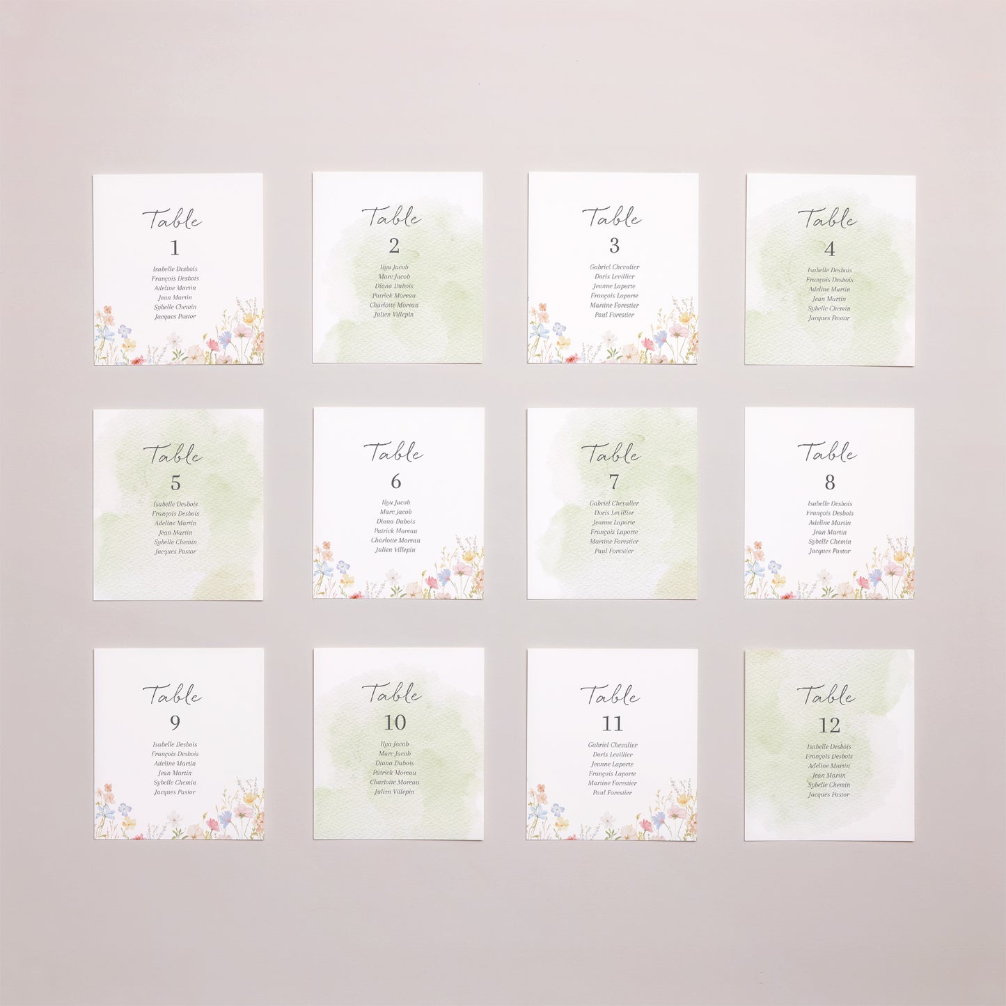 Plan de table Mariage Lot de 12 Couronne de fleurs sauvages photo N° 1