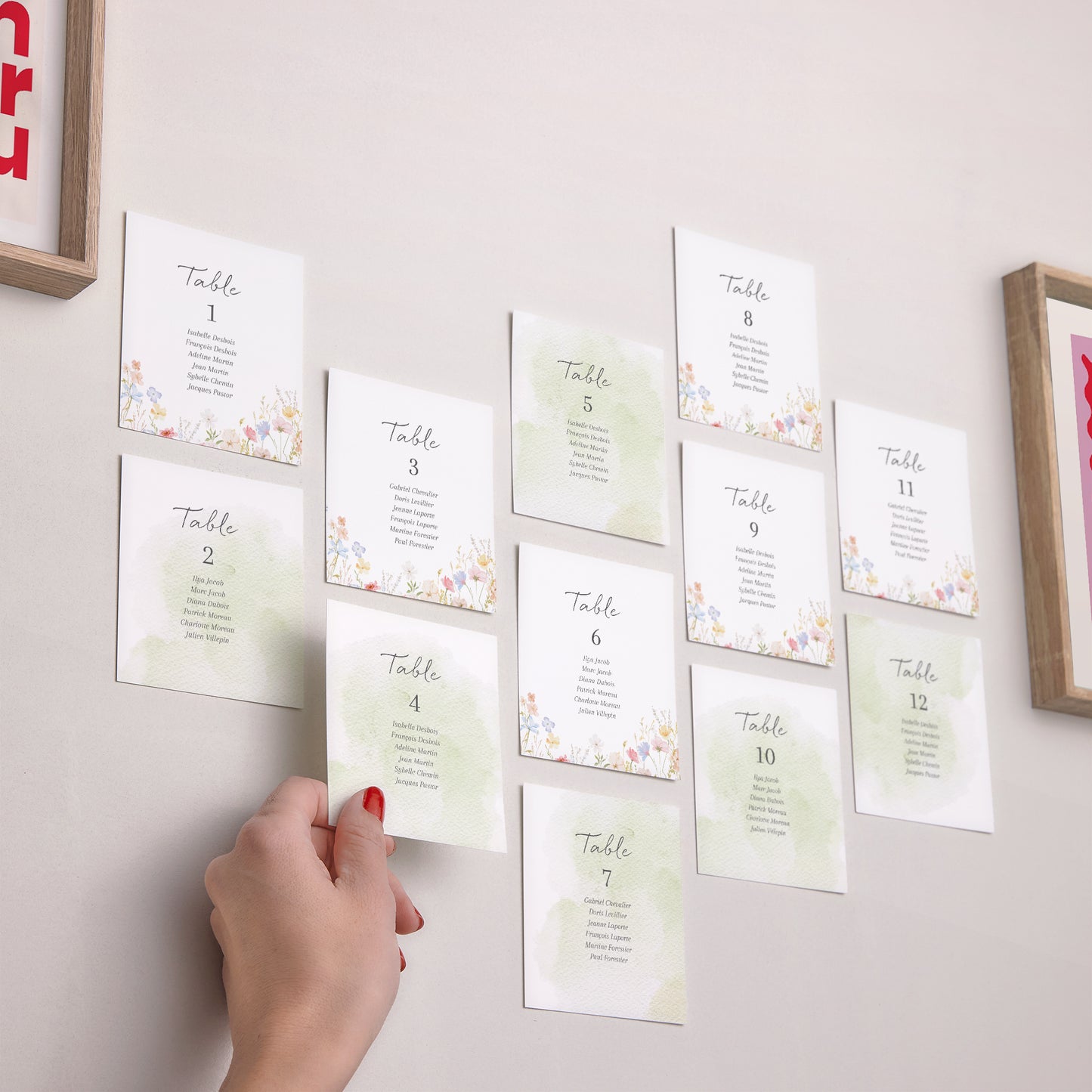 Plan de table Mariage Lot de 12 Couronne de fleurs sauvages photo N° 2