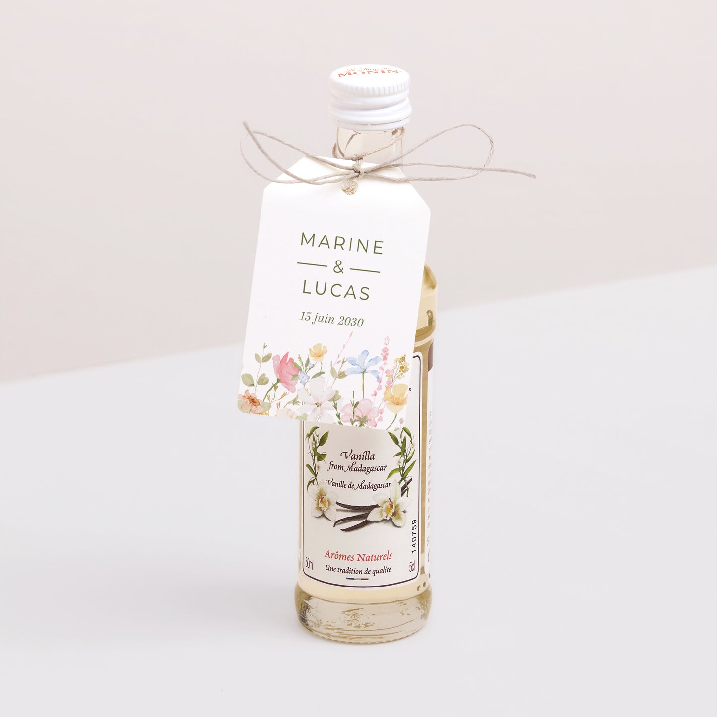 Etiquette perforée Mariage Fanion Couronne de fleurs sauvages photo N° 3