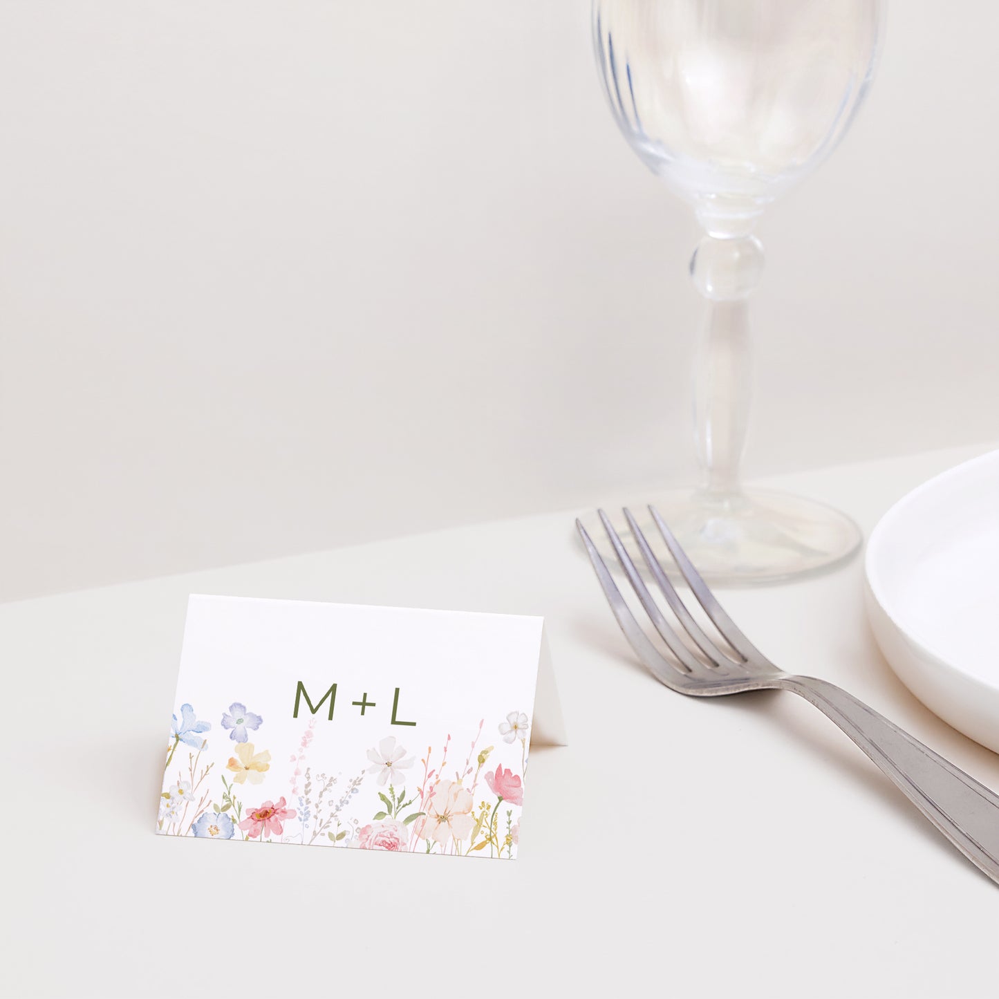 Marque-place Mariage 2 volets Couronne de Fleurs Sauvages photo N° 2