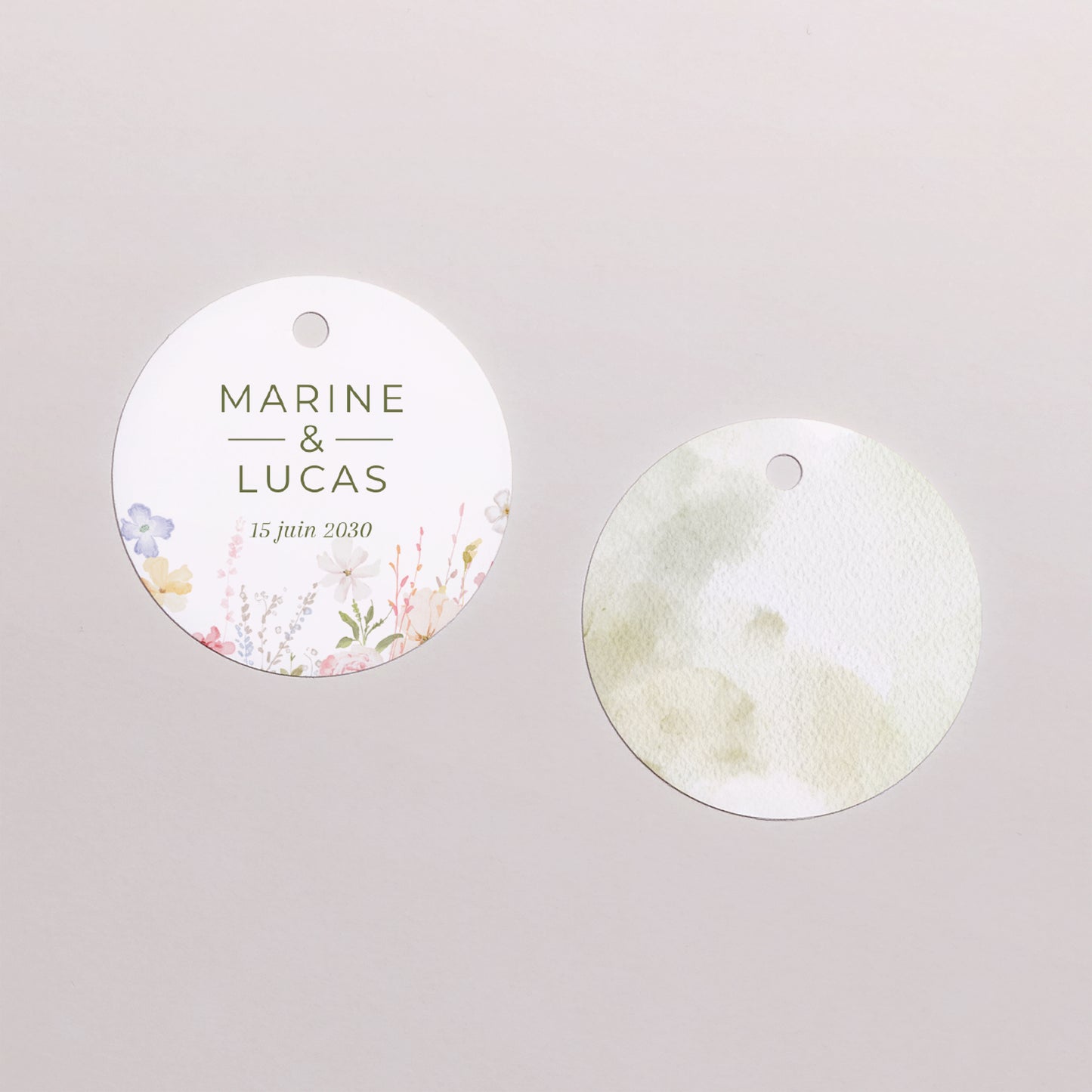 Boîte à dragées Mariage boule avec étiquette ronde Couronne de fleurs sauvages photo N° 3