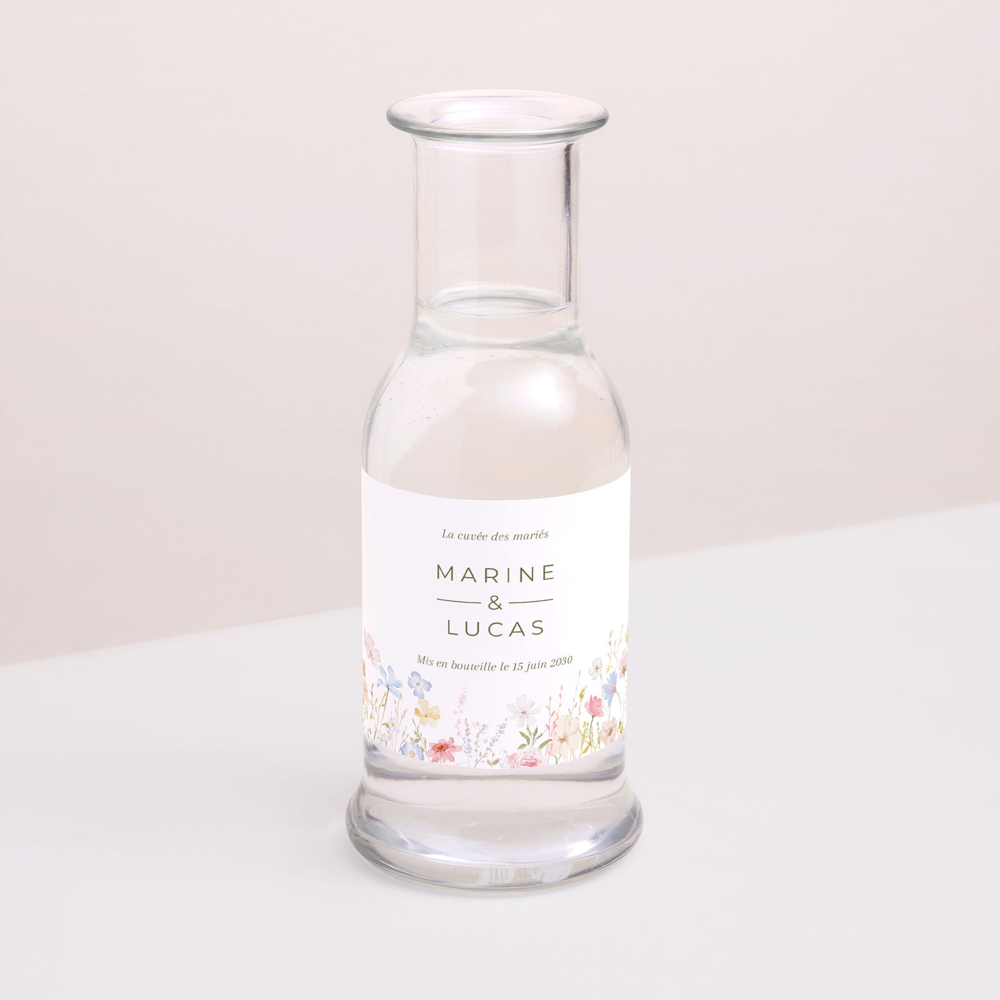 Etiquette bouteille Mariage Paysage Couronne de fleurs sauvages photo N° 2
