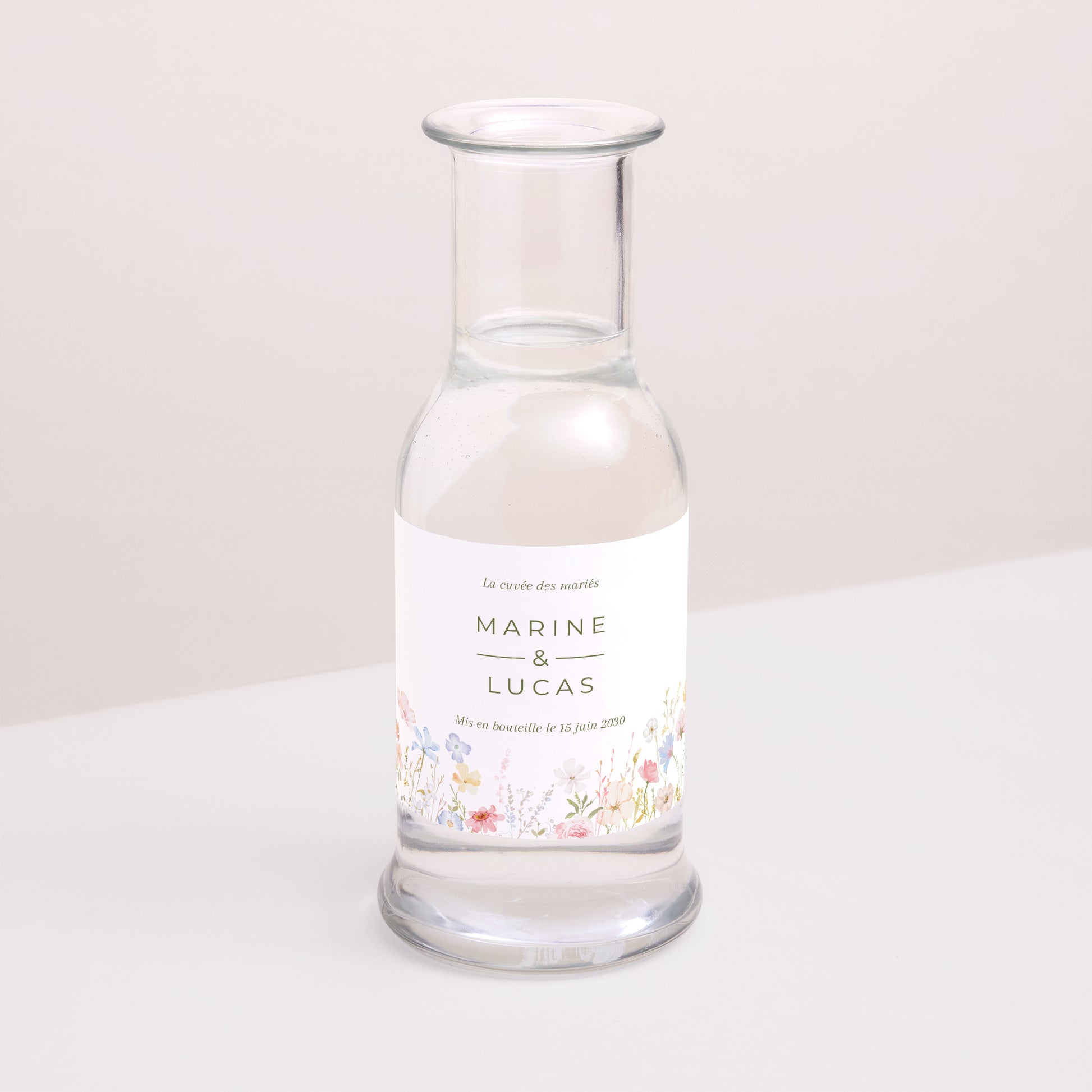 Etiquette bouteille Mariage Paysage Couronne de fleurs sauvages photo N° 2