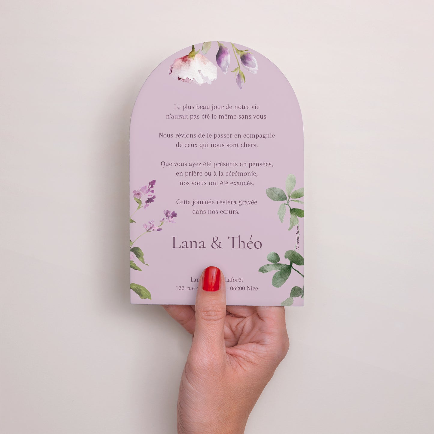 Remerciements Mariage Arche Romantic purple flowers photo N° 3