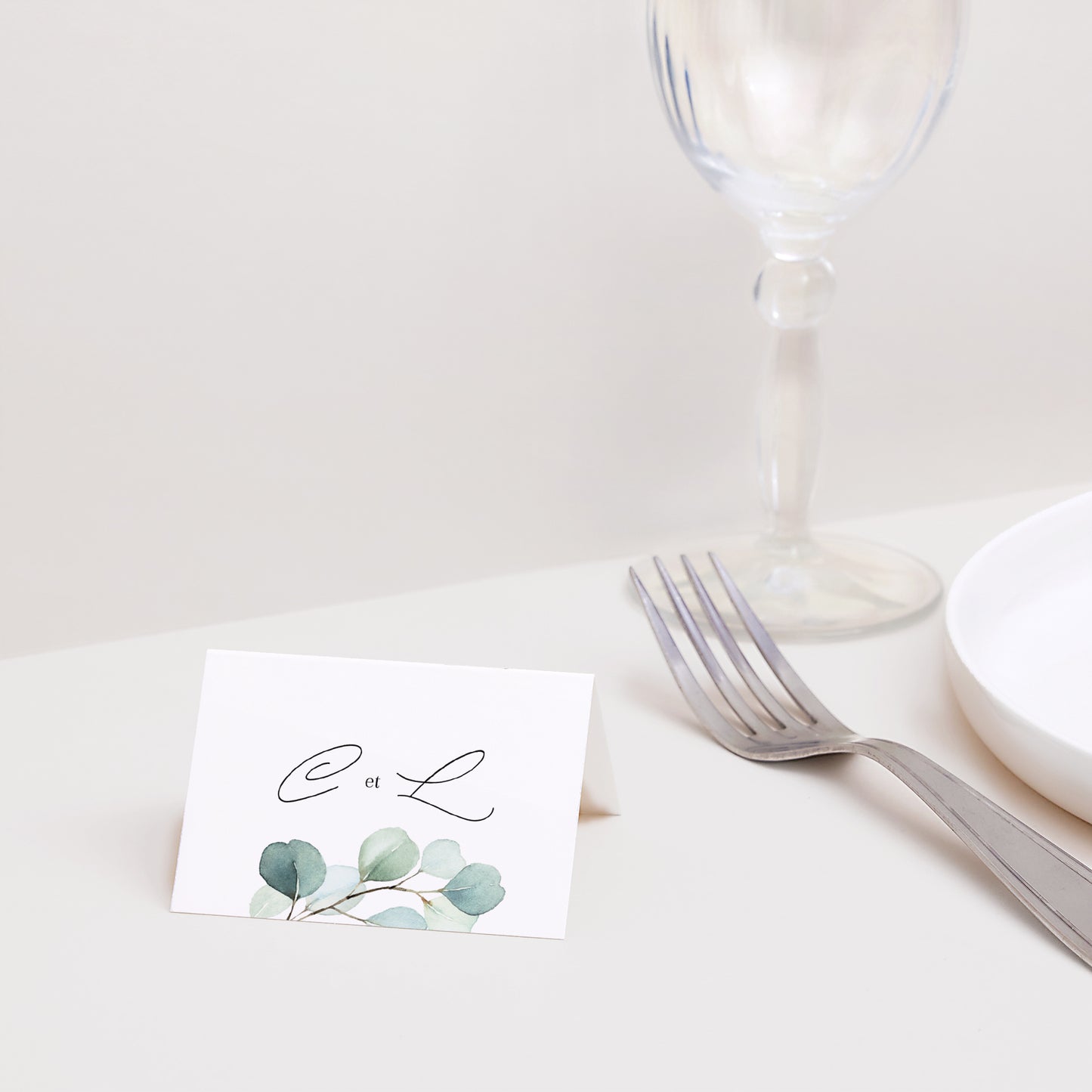 Marque-place Mariage 2 volets Feuilles d'eucalyptus photo N° 2