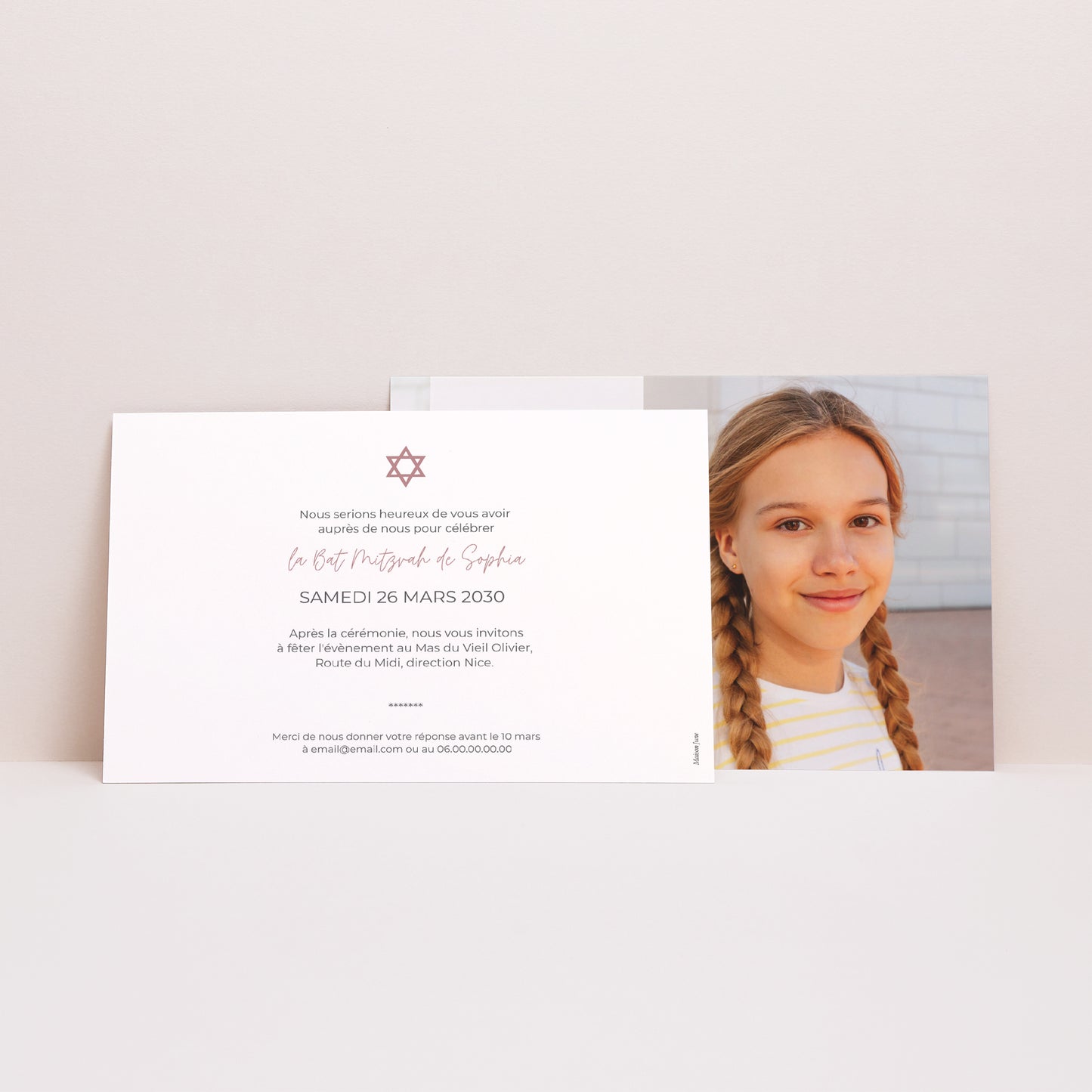 Faire-part Bat Mitzvah Paysage Etoile de David II photo N° 2